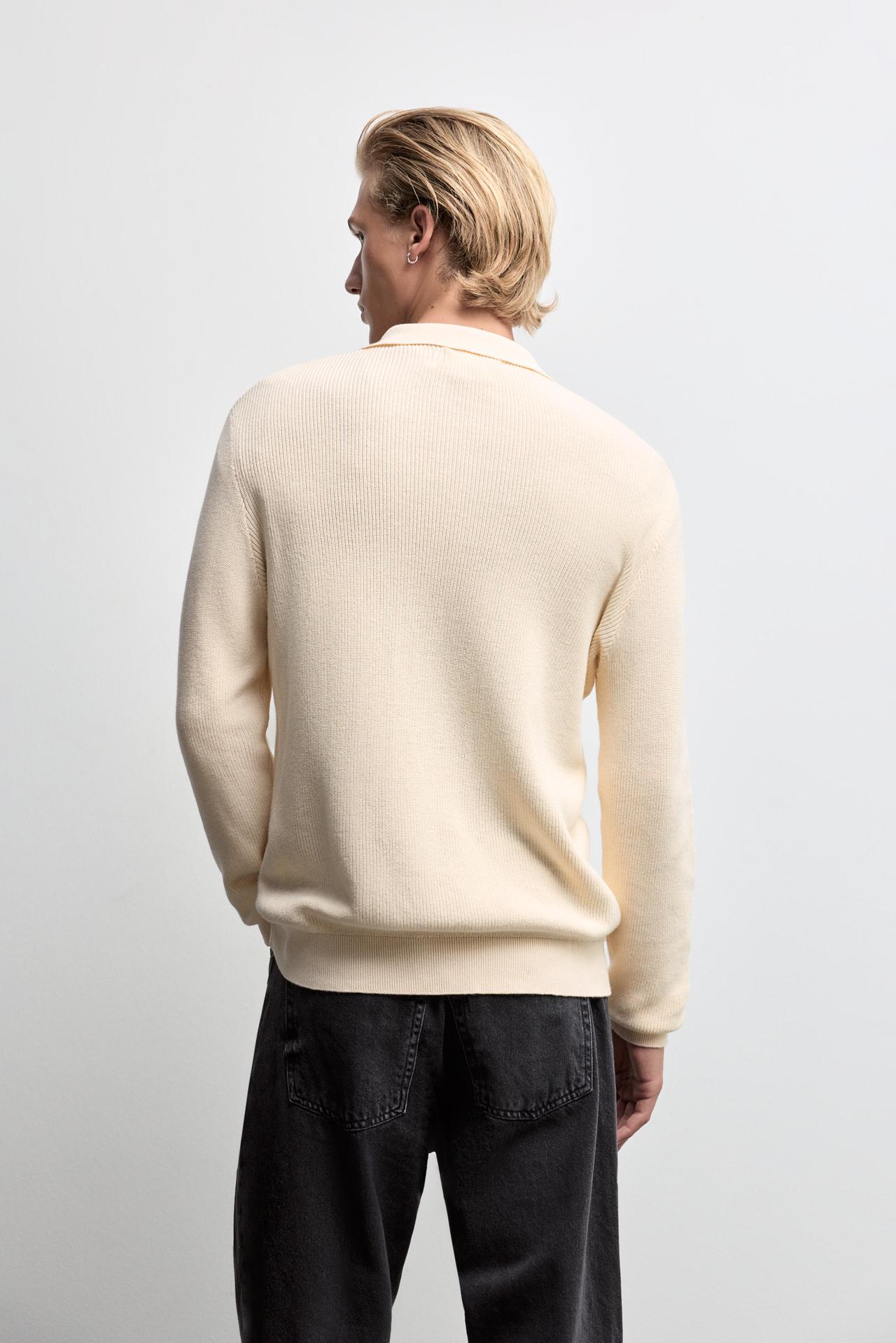 Button knit polo shirt — OFF WHITE