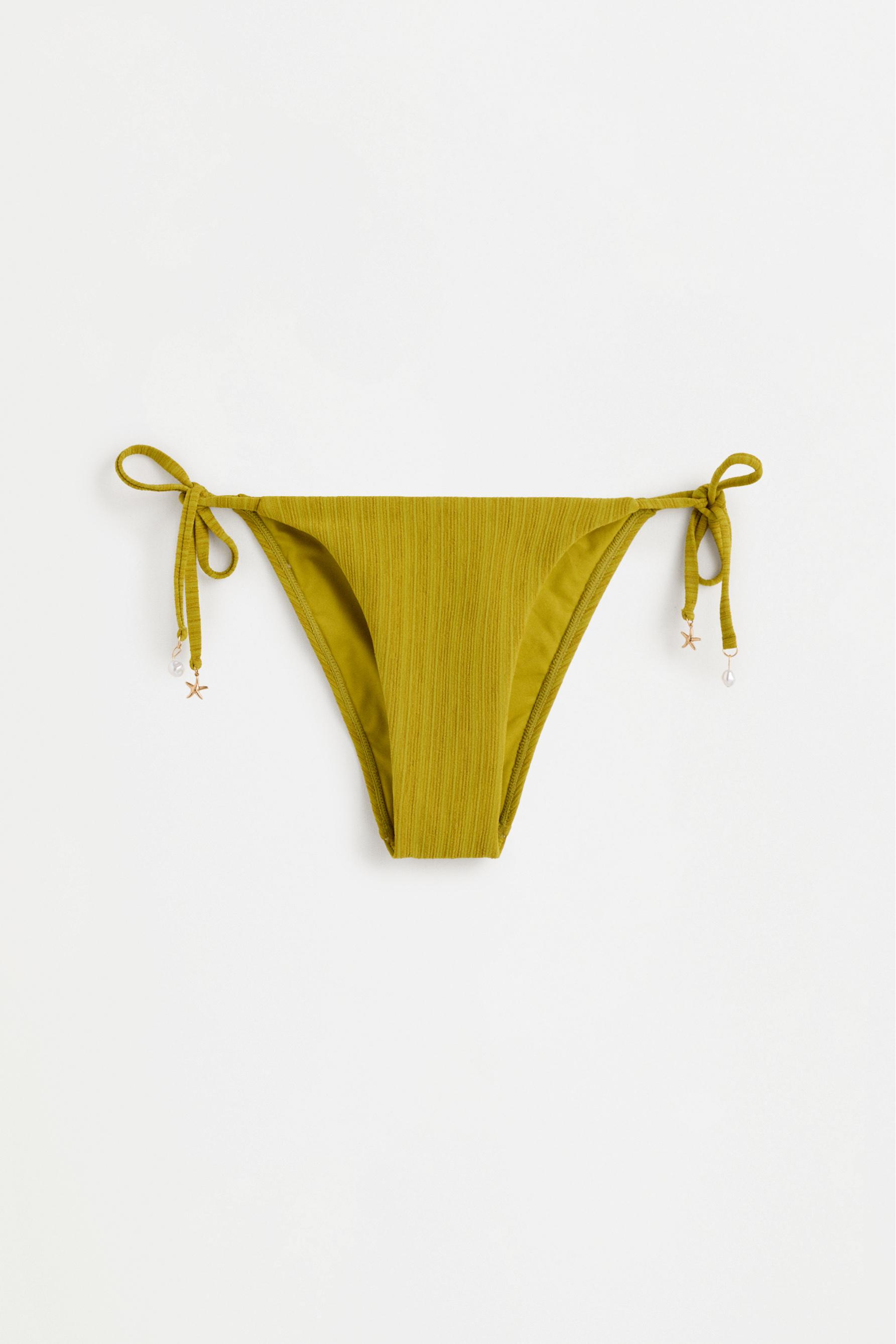 Rustic bikini briefs with charms — OLIVE GREEN