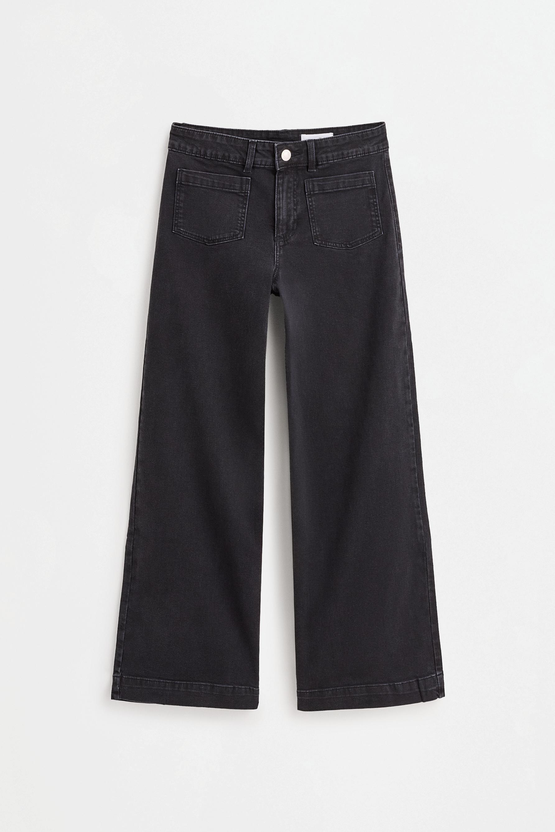Culotte pocket jeans — BLACK
