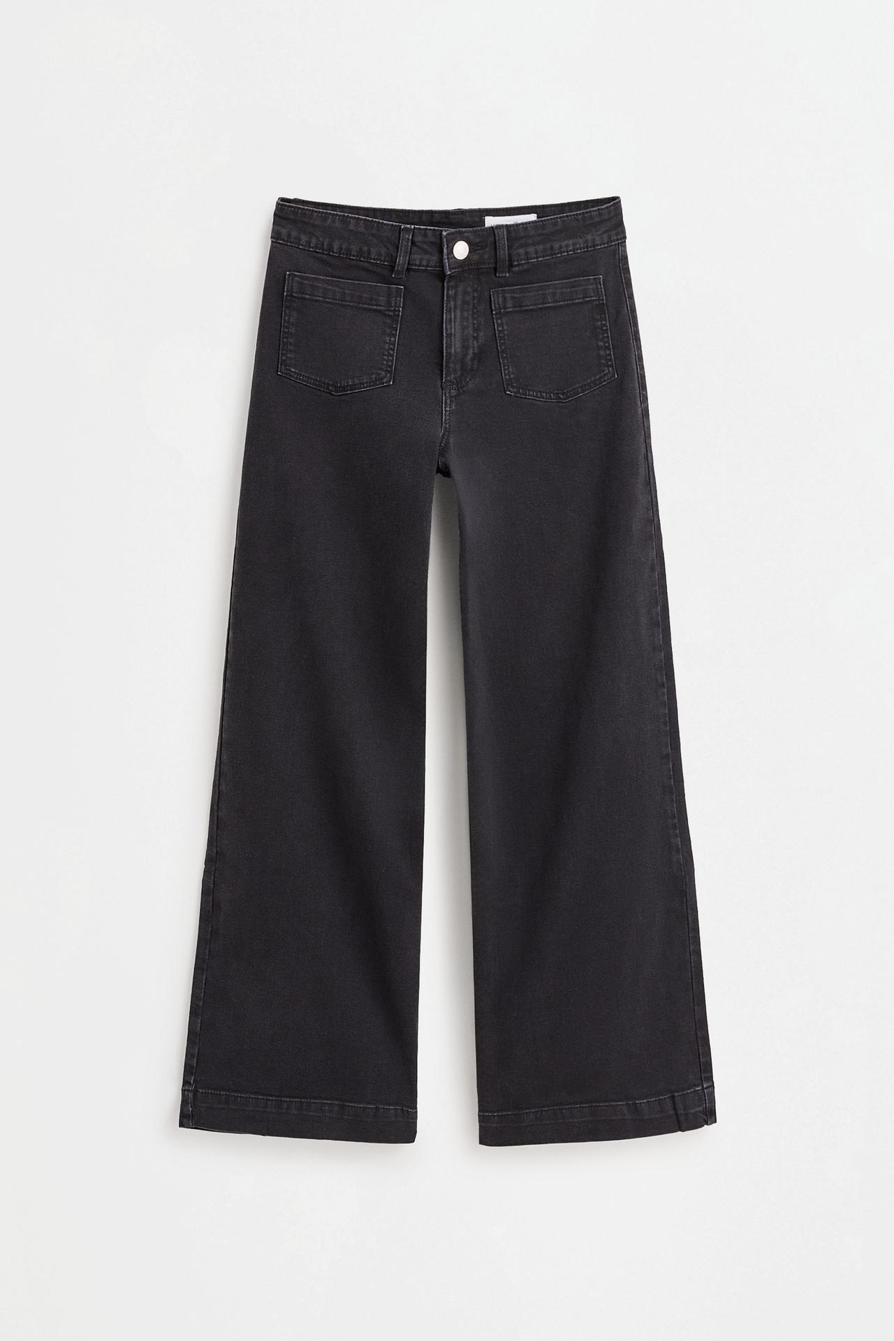 Culotte pocket jeans — BLACK