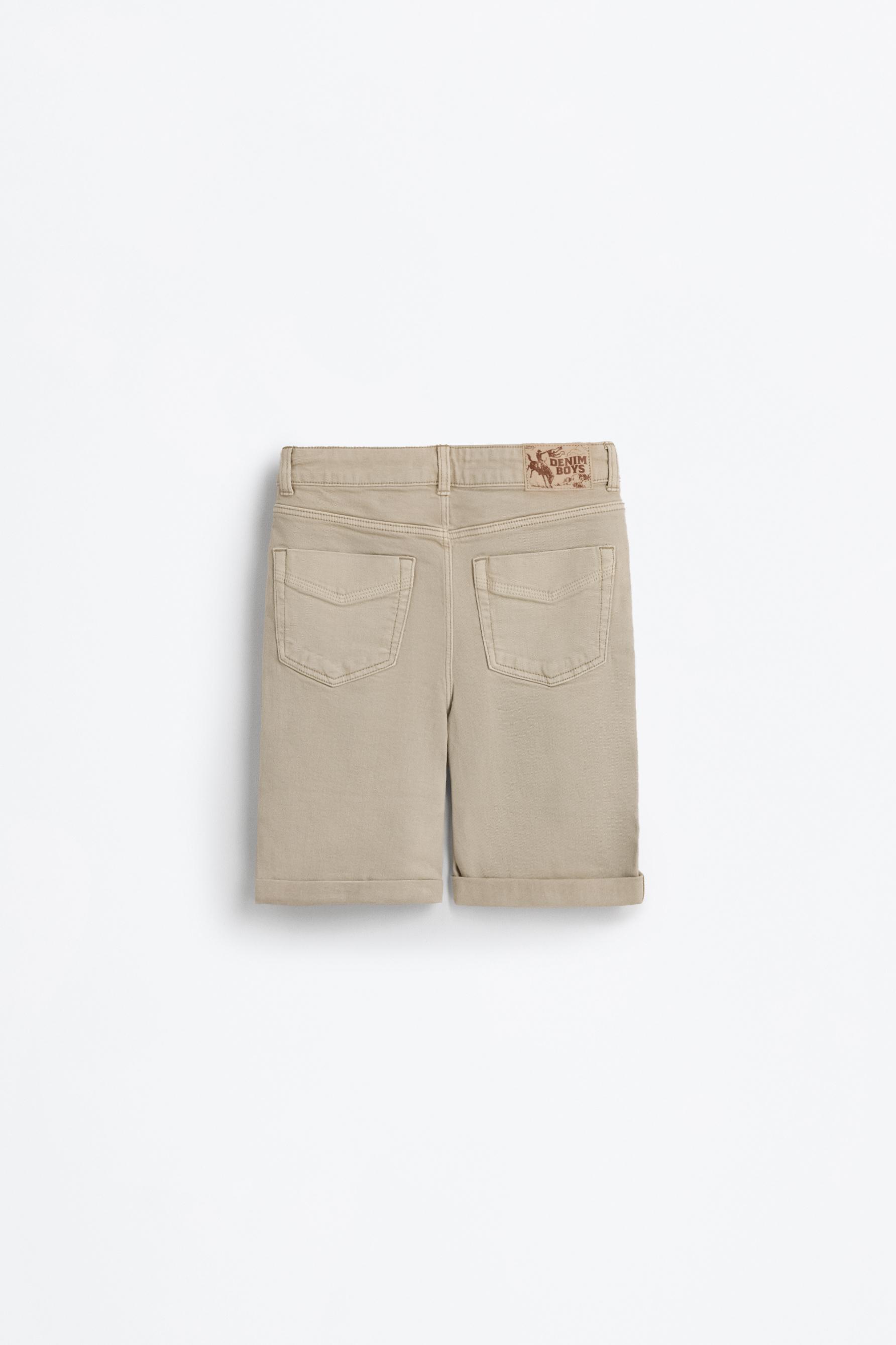 Slim comfort denim Bermuda shorts — SAND
