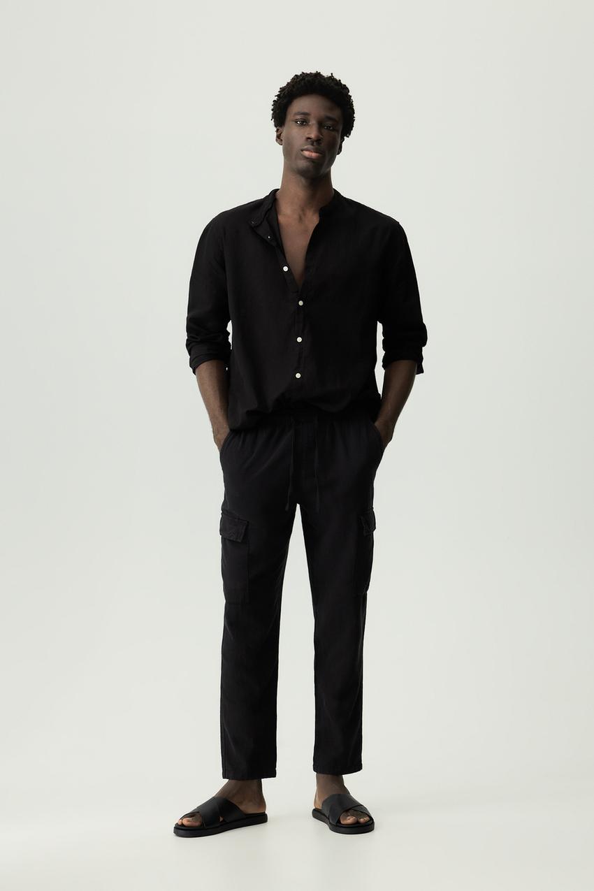 Lino Negro Pantalon De Lino Gris Pantalón Lino Pantalon Negro