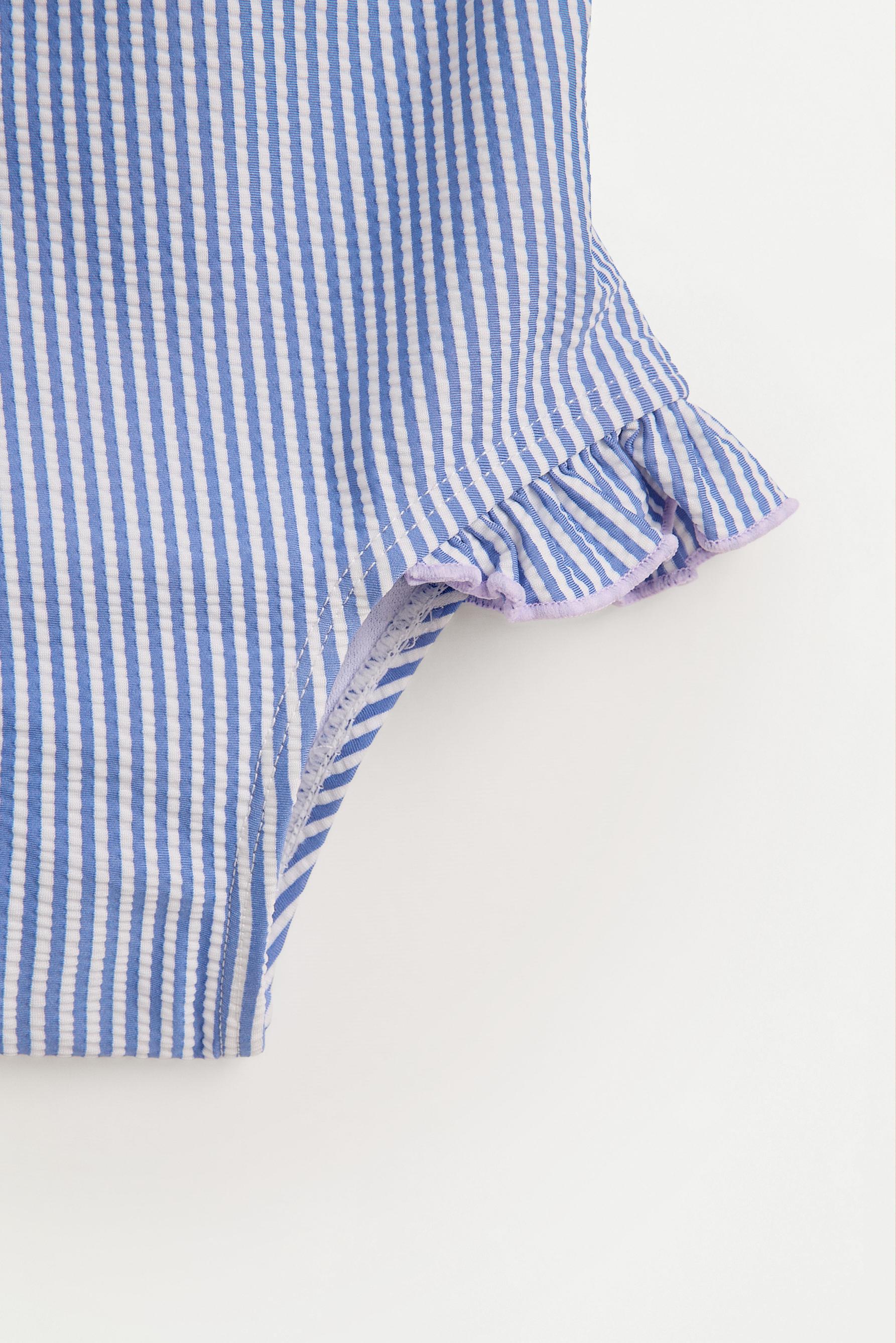 Striped ruffled swimsuit — BLUE