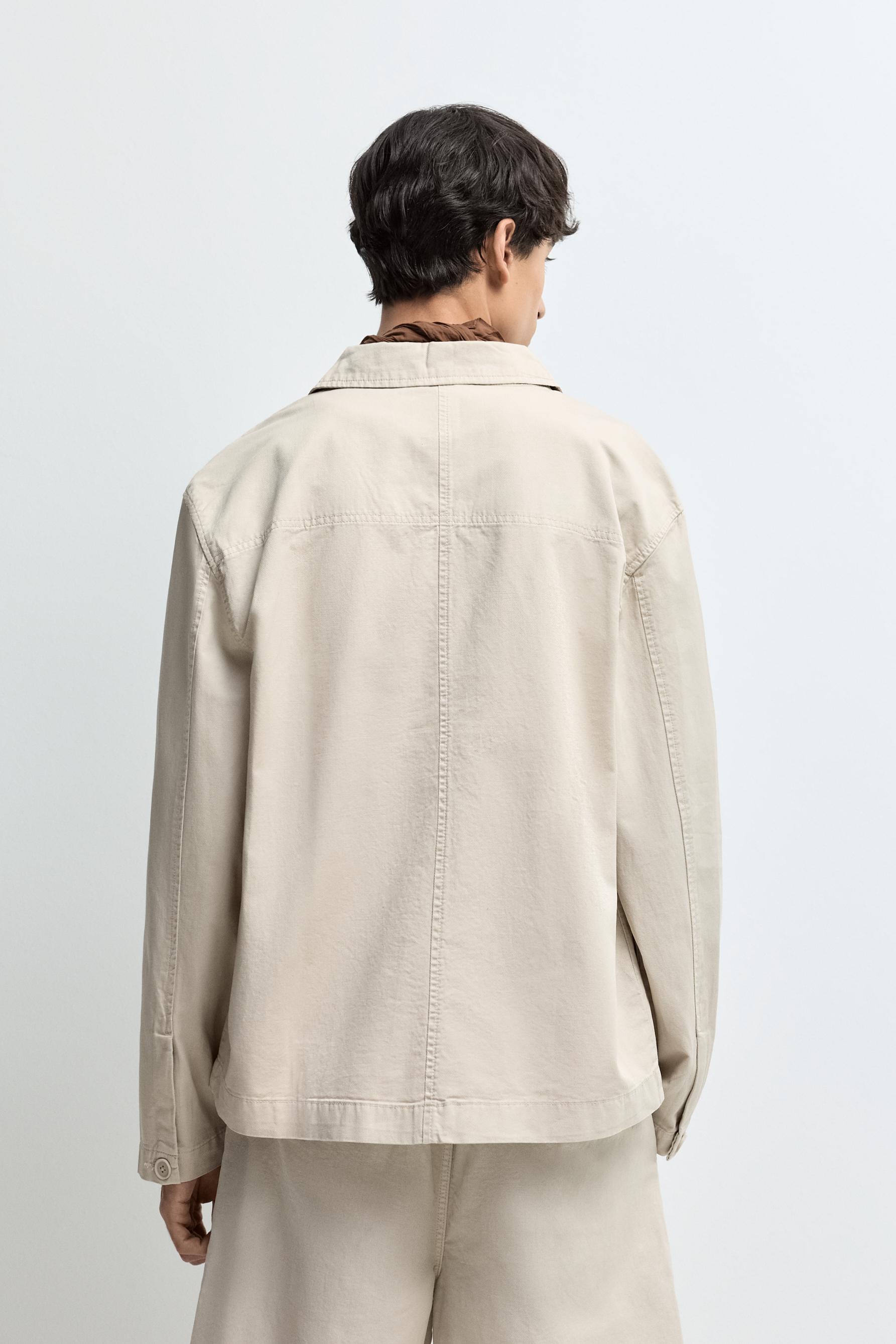 Linen blend overshirt — BEIGE