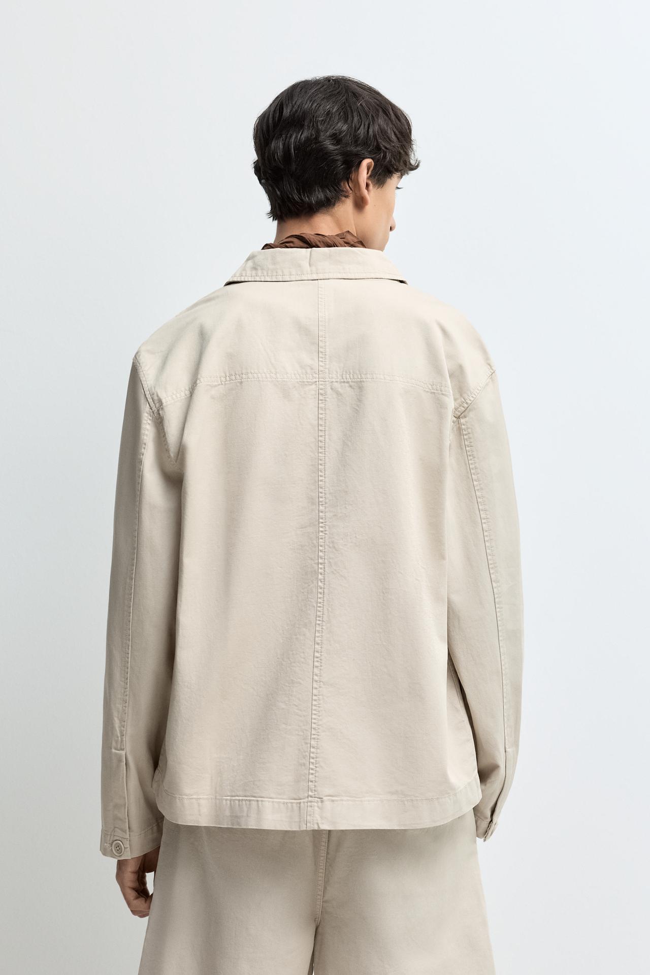 Linen blend overshirt — BEIGE