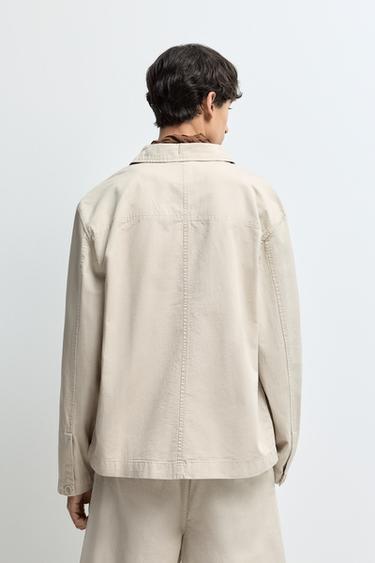 Linen blend overshirt — BEIGE 4