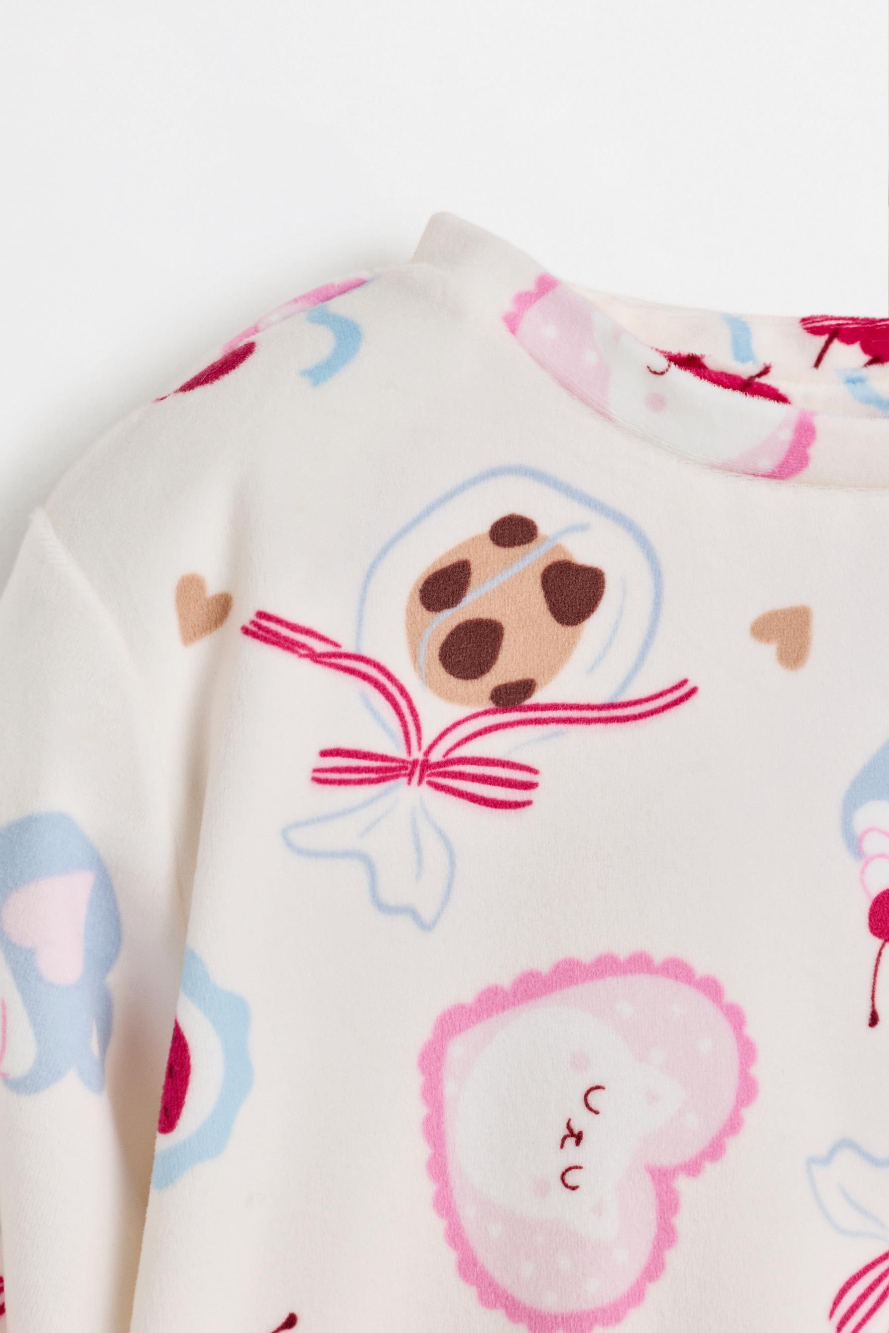Velvet-feel star pyjamas — ECRU