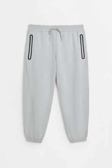 Wide-leg interlock trousers — GREY MARL 6