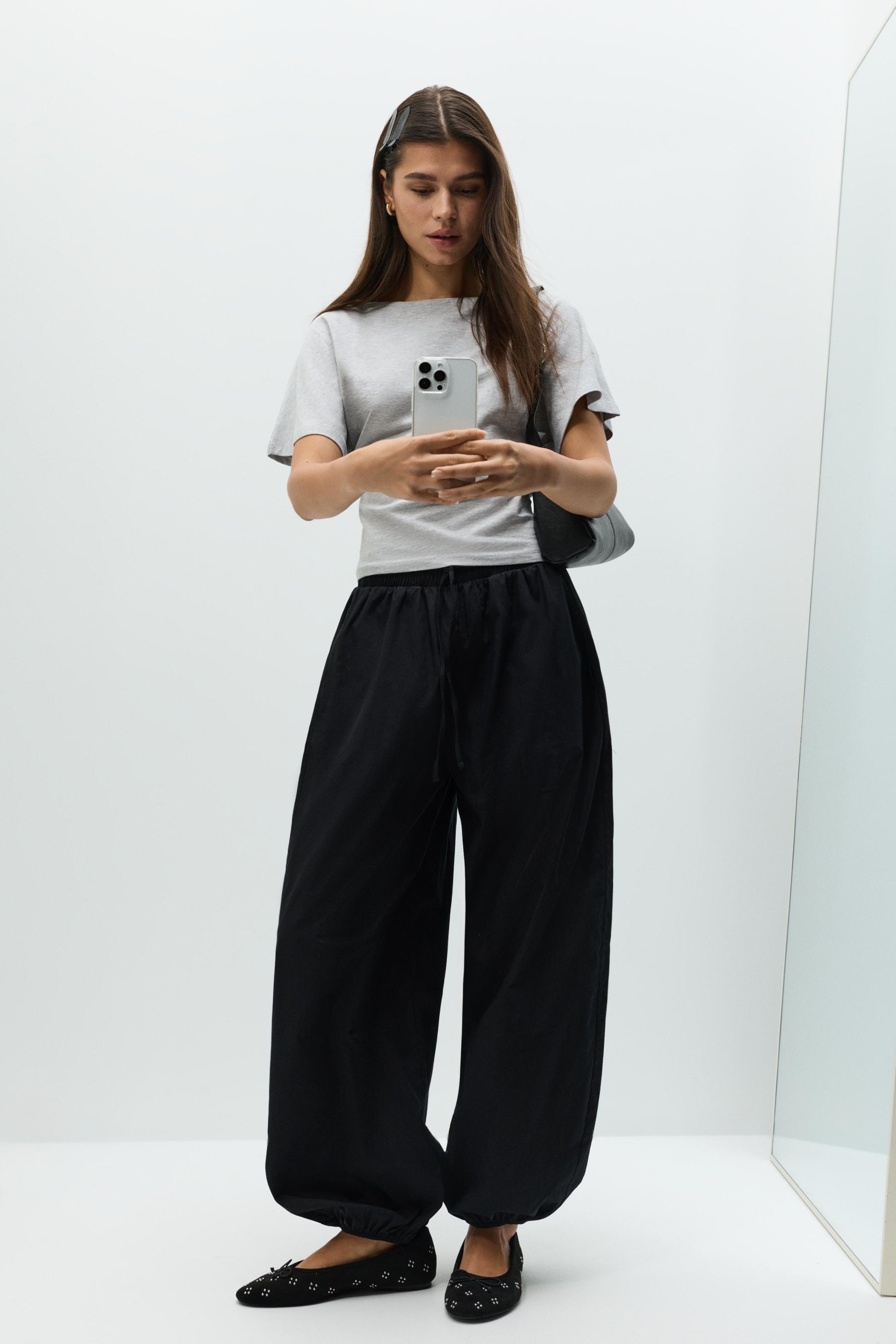 Plaid sarouel trousers — BLACK