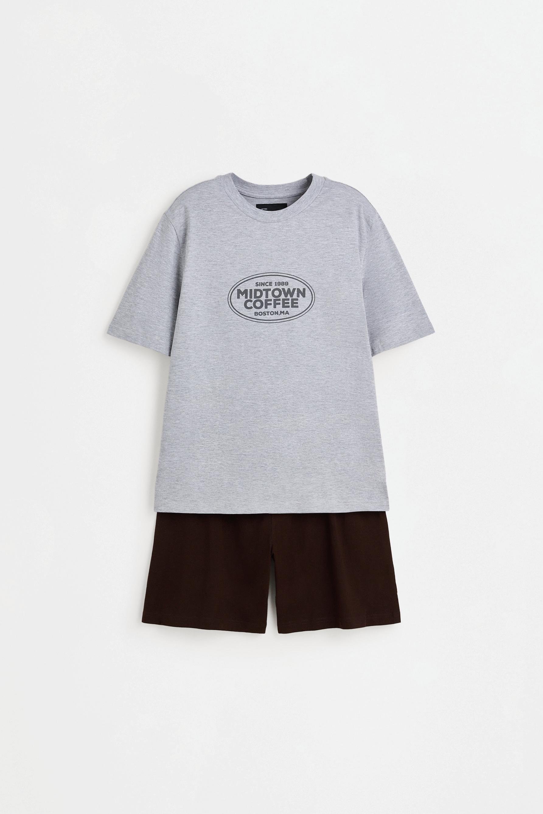 Short printed pyjamas — GREY MARL