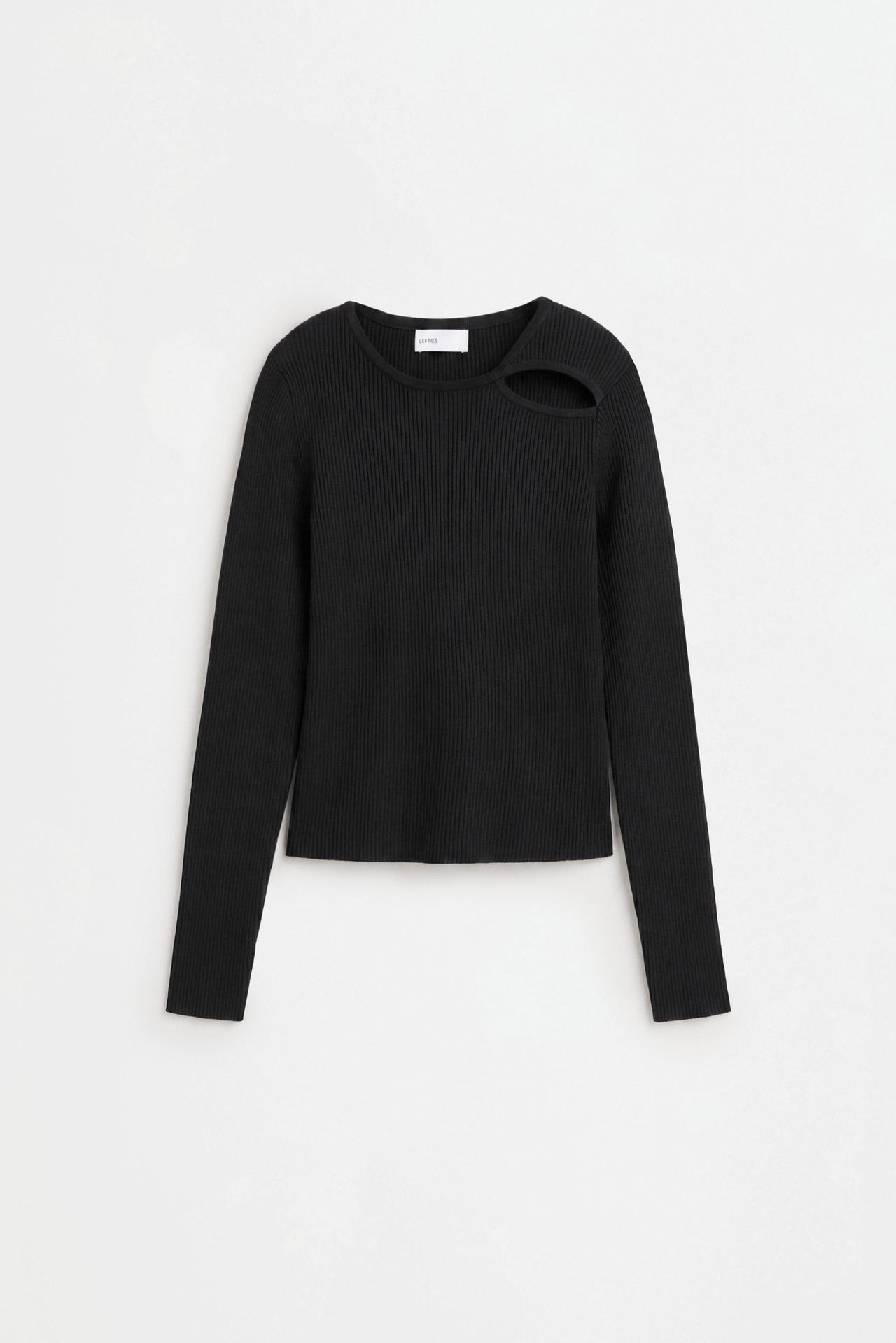 Ribbed cut-out sweater — BLACK