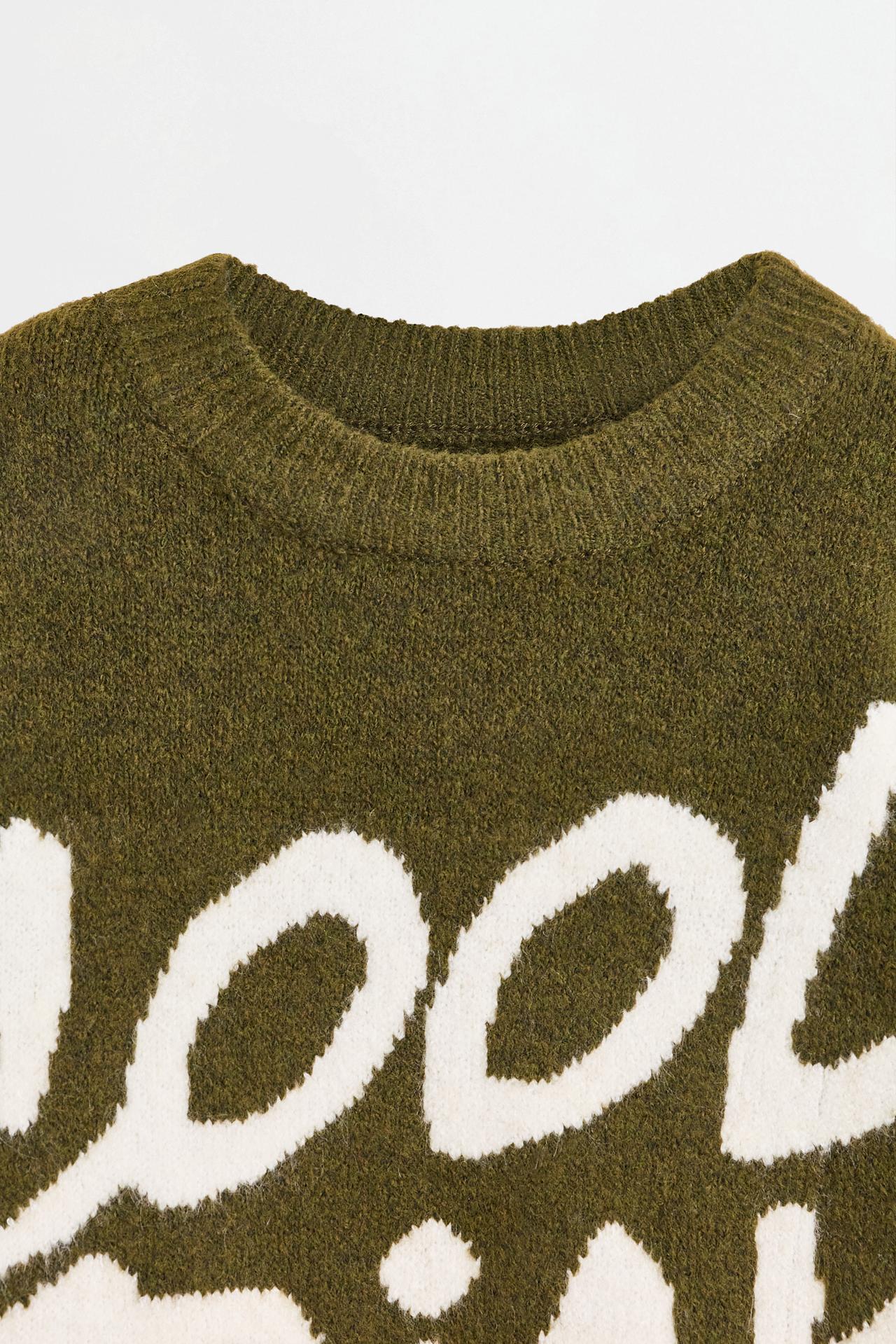 Soft text sweater — KHAKI