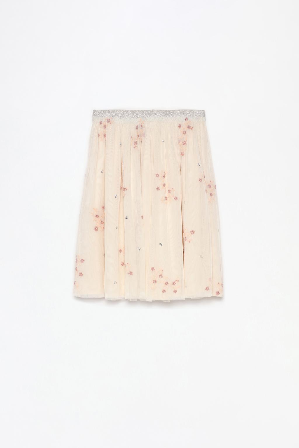 Embroidered tulle skirt