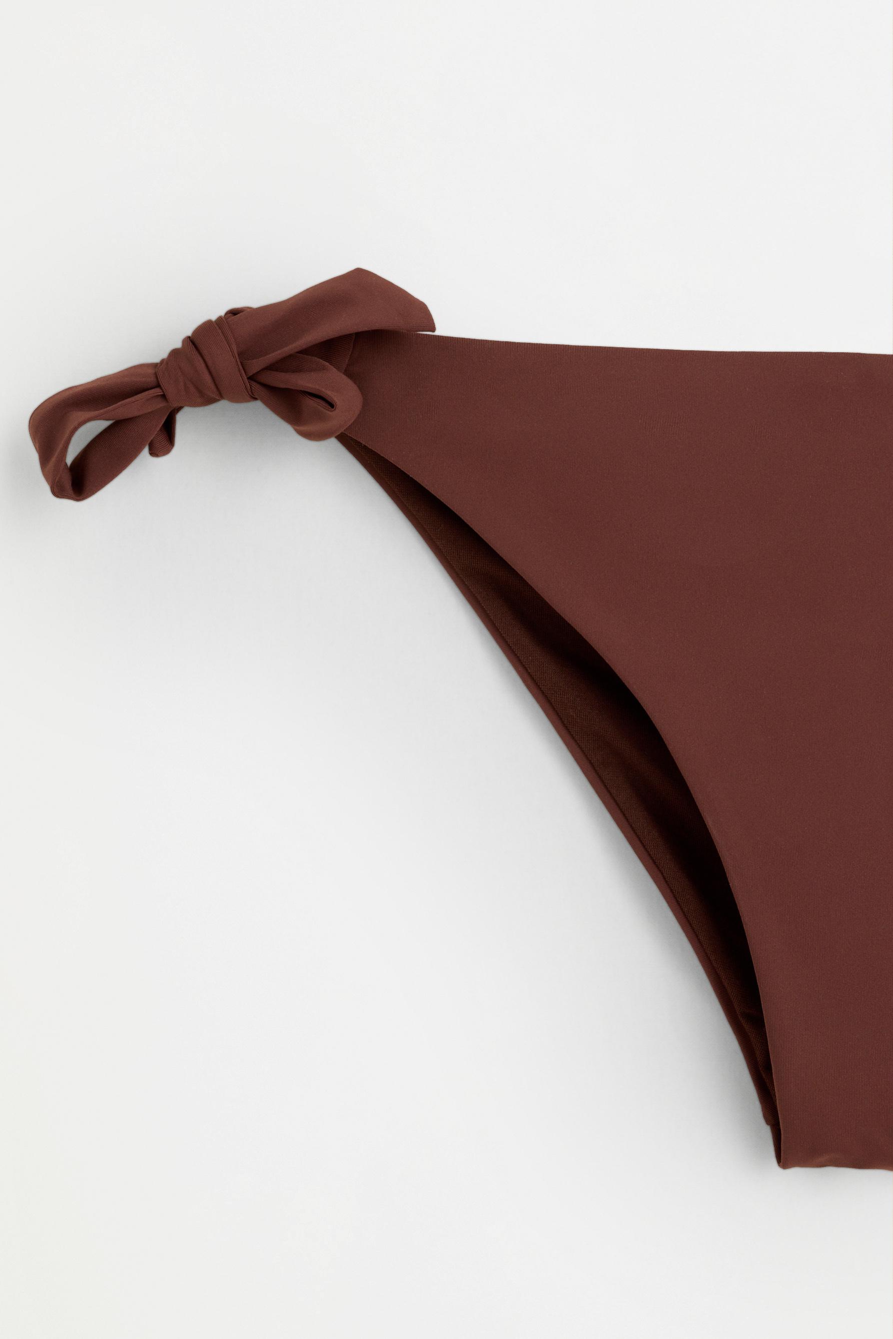 Tie-side bikini bottom — PALE BROWN
