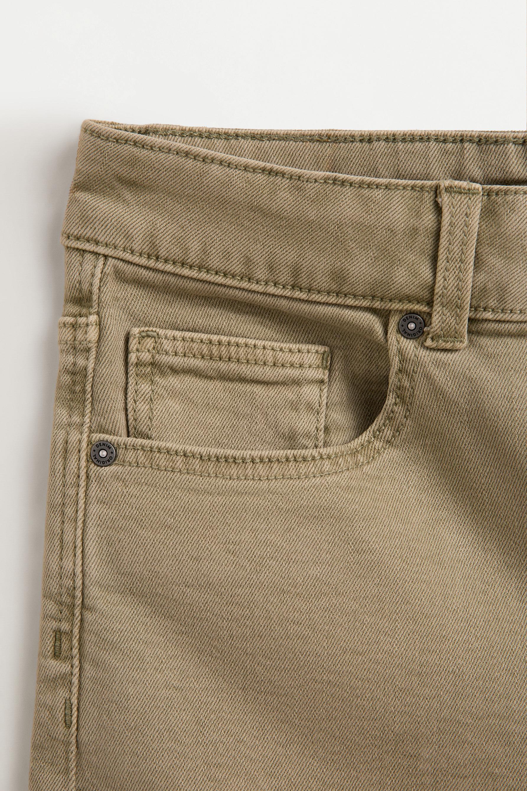 Slim comfort denim Bermuda shorts — PALE KHAKI