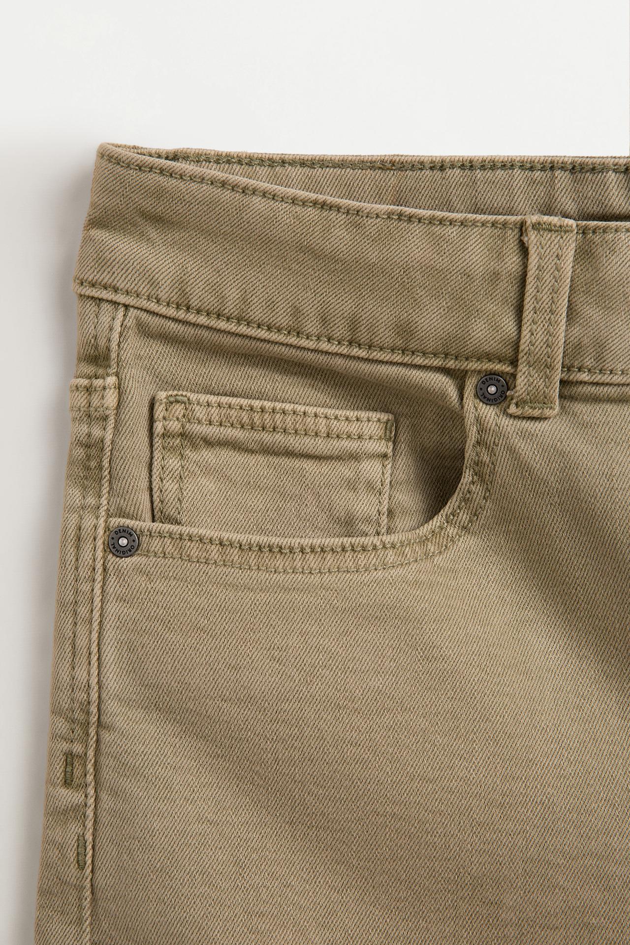 Slim comfort denim Bermuda shorts — PALE KHAKI