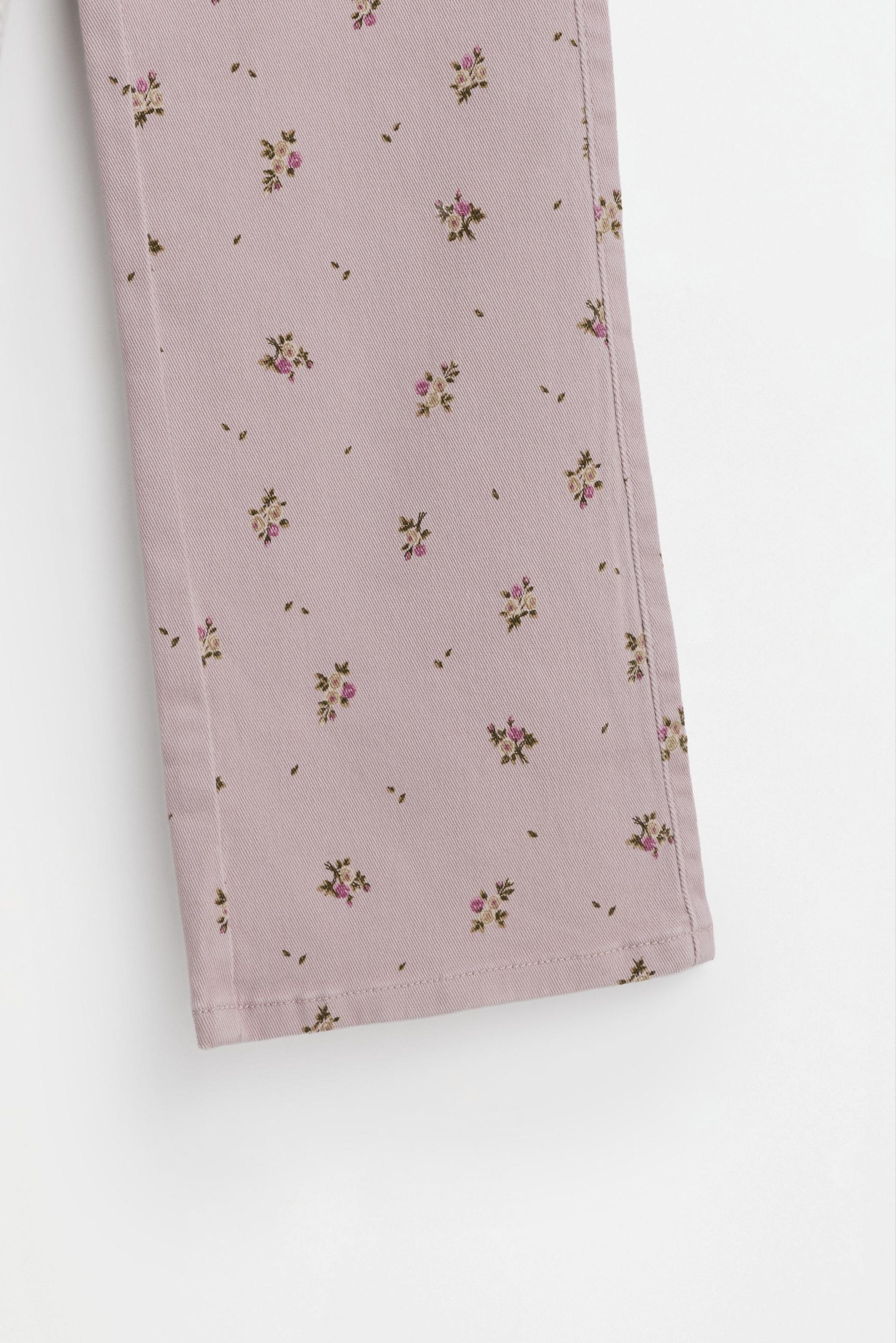 Twill bell bottom trousers — BEIGE-PINK