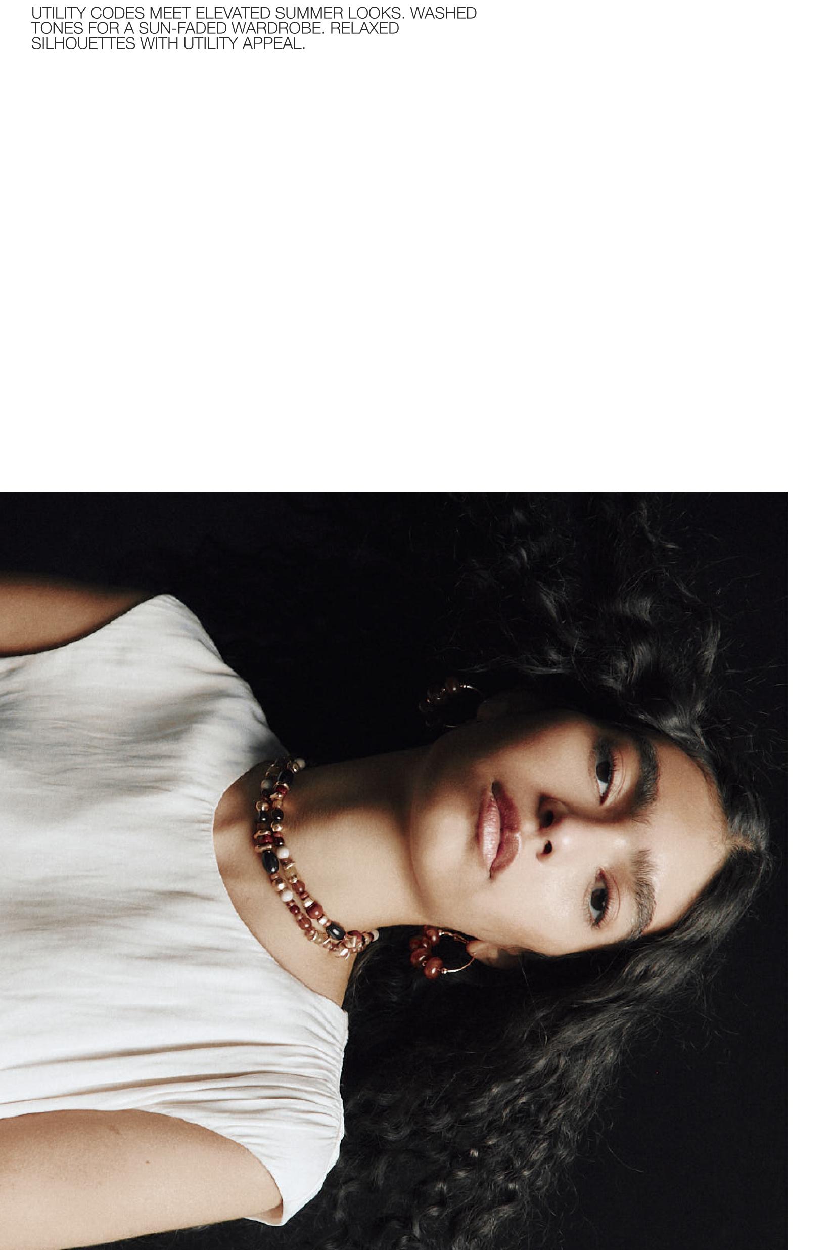 Double-strand stone necklace — BROWN