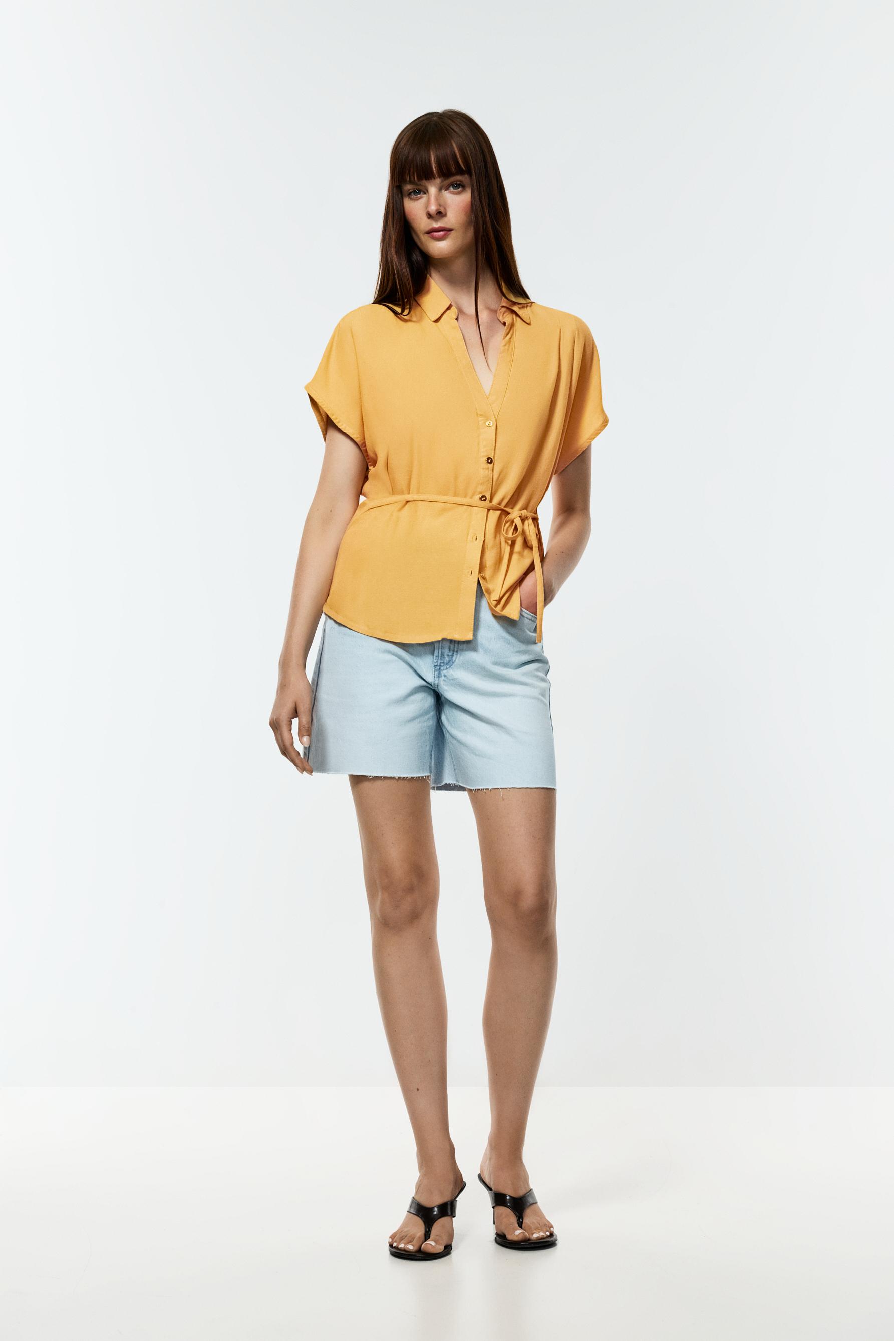 Tie-waist shirt — YELLOW