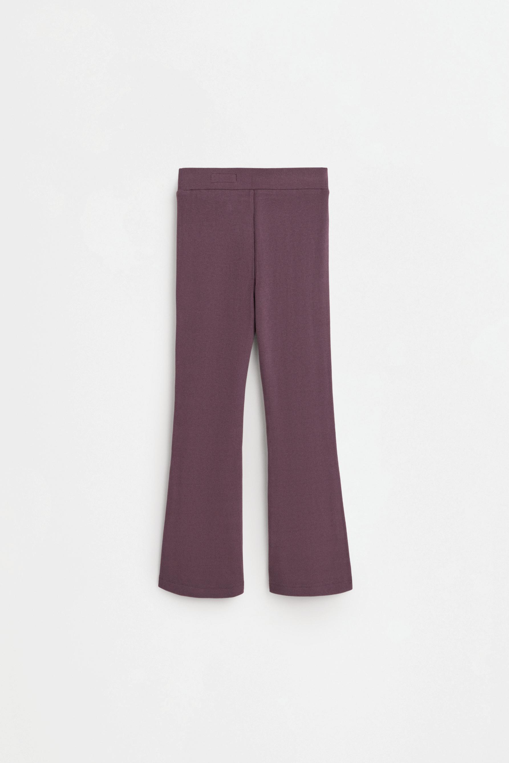 Bias cut bell bottom leggings — AUBERGINE