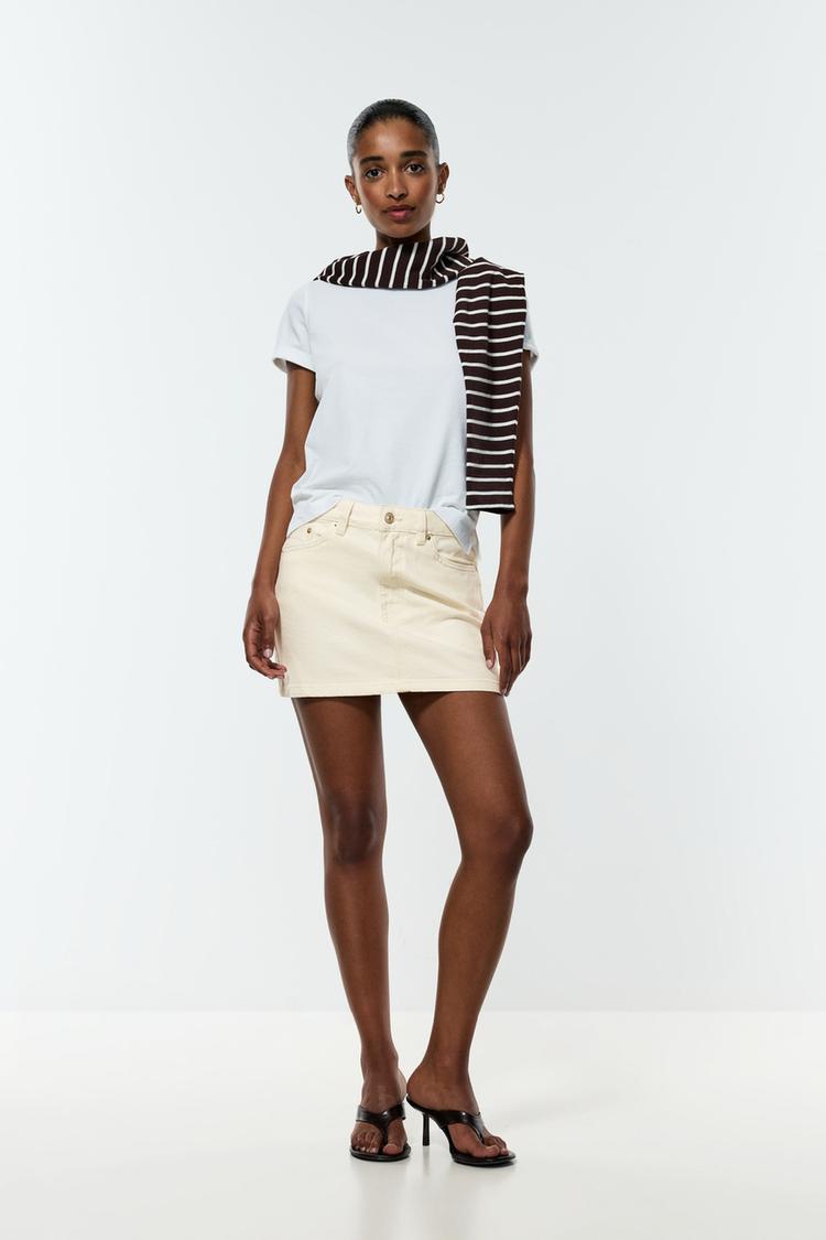 Basic denim skirt — TAN