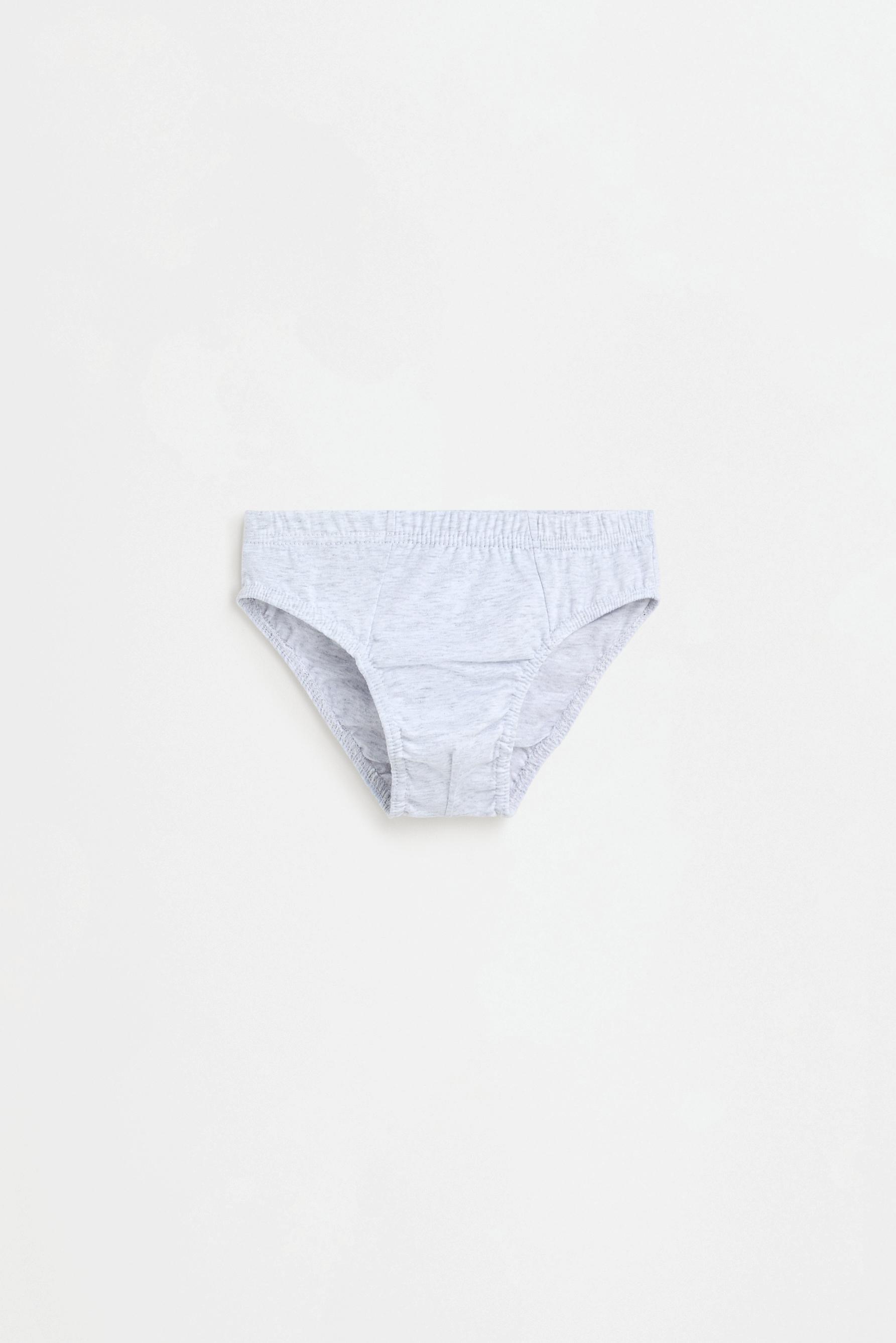 Plain briefs (5-pack) — WHITE/GREY
