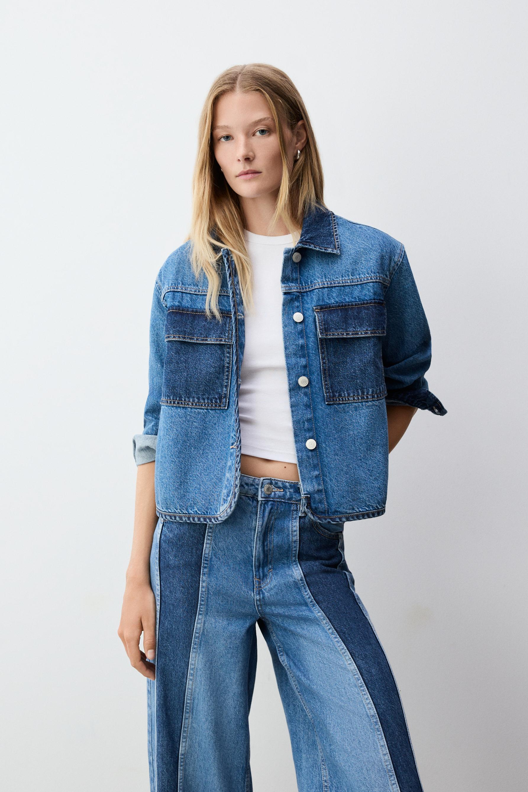 Sobrecamisa denim contrastes
