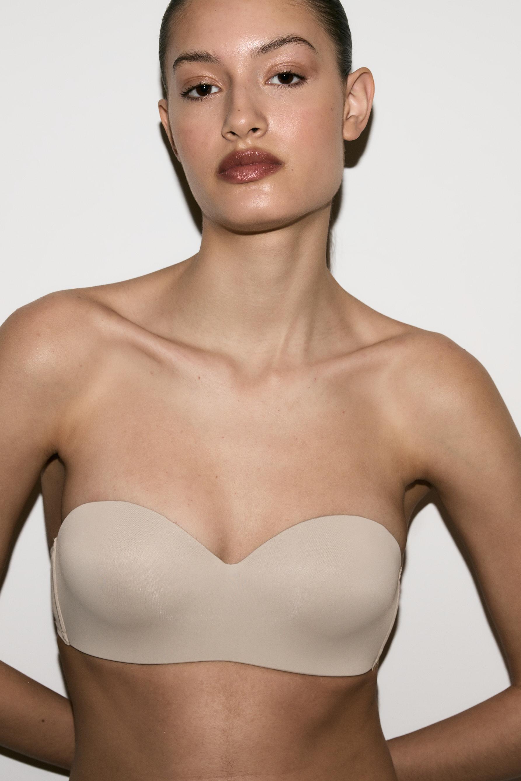 Pre-shaped bandeau bra — BROWN