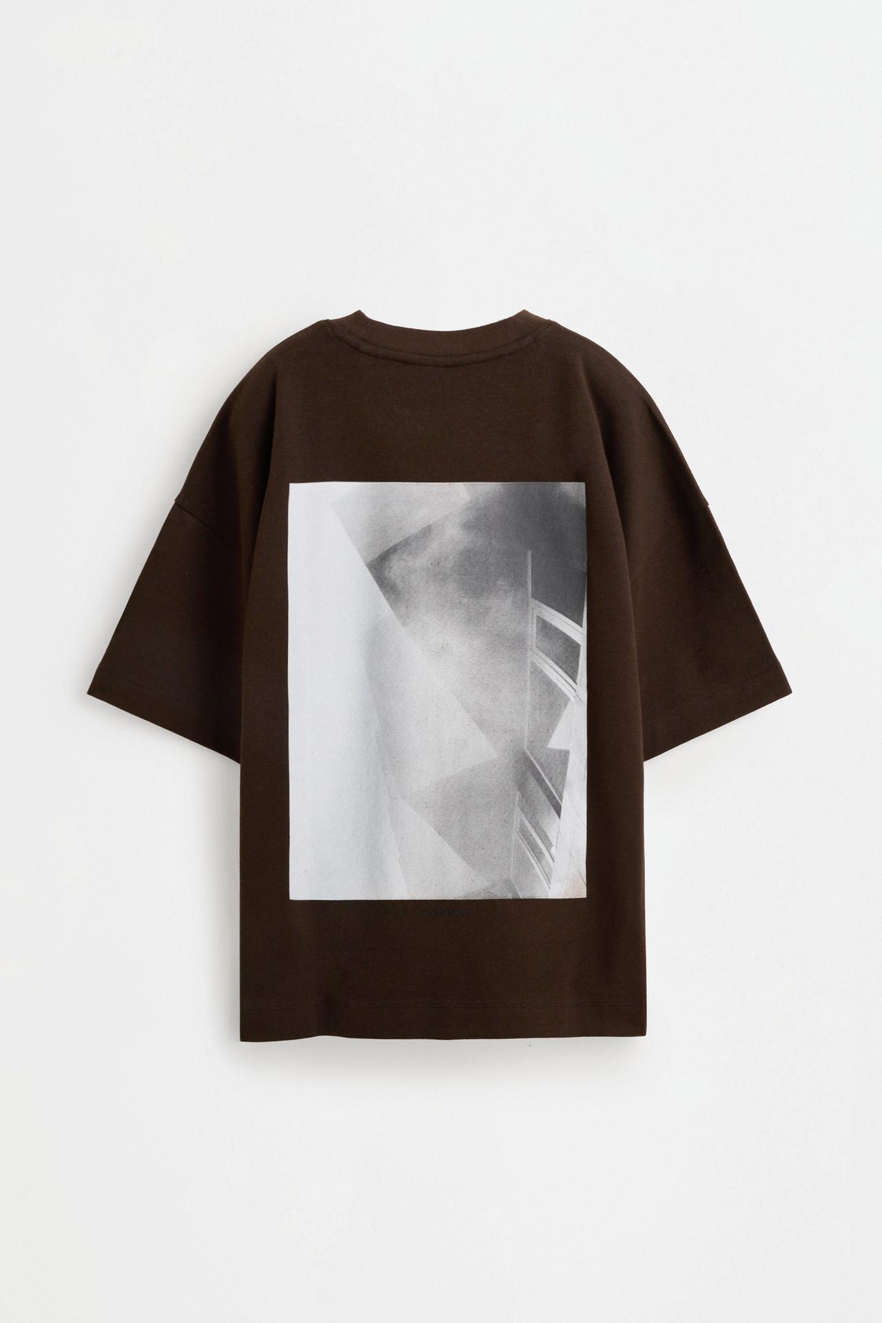 Printed interlock T-shirt — DARK BROWN