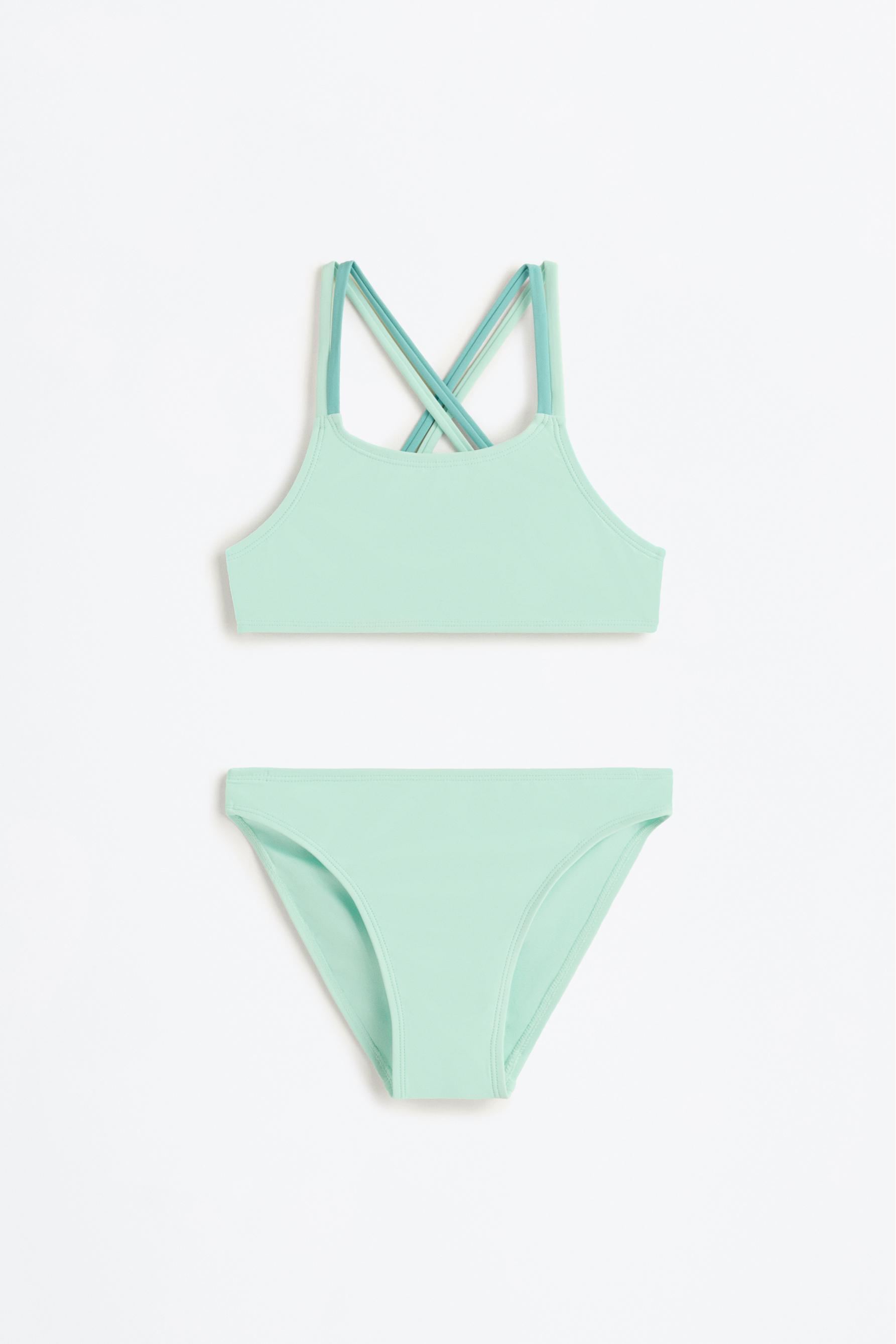 Bikini with double crossed straps — WATER GREEN