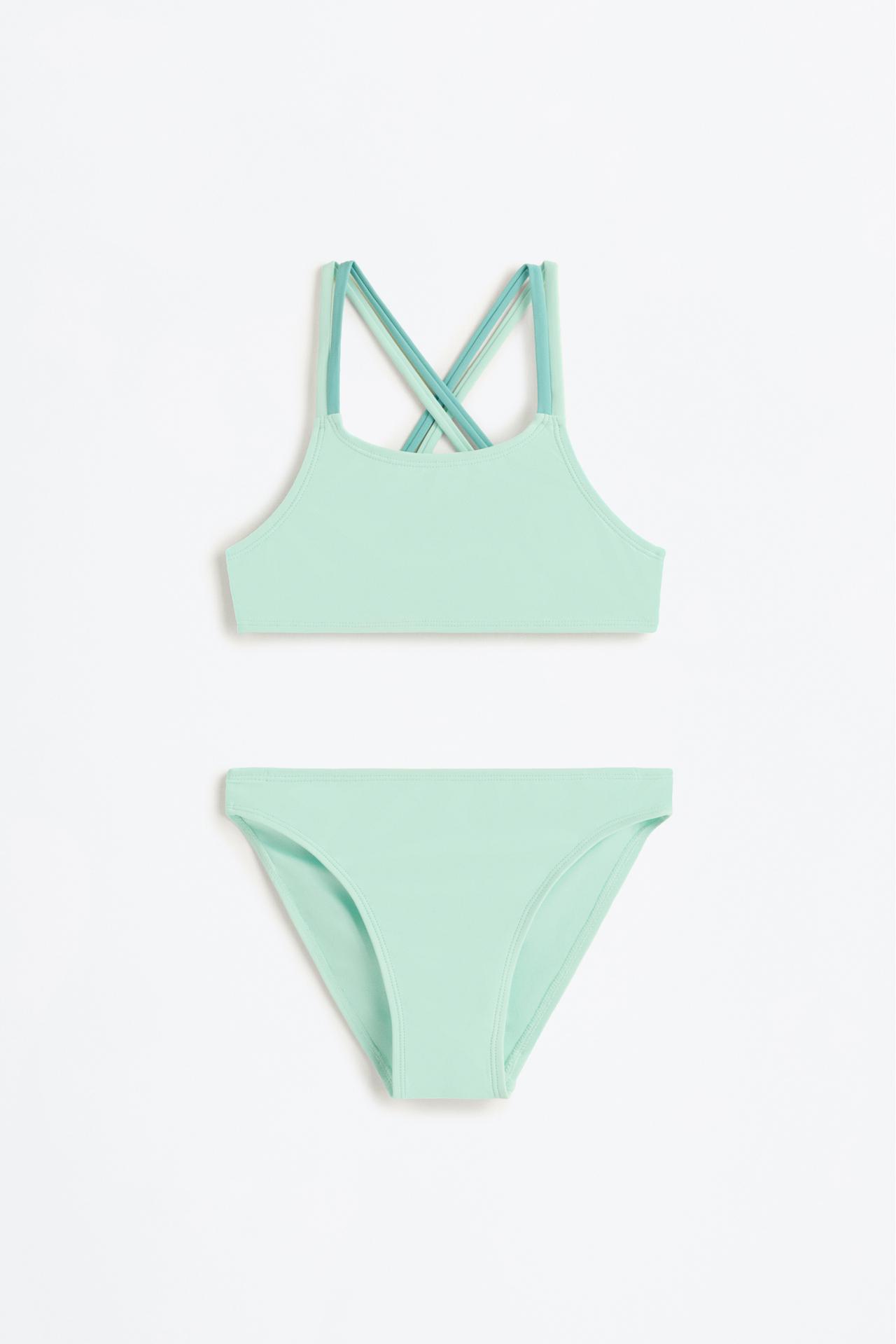 Bikini with double crossed straps — WATER GREEN