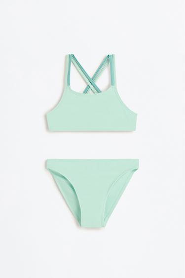 Bikini with double crossed straps — WATER GREEN 1