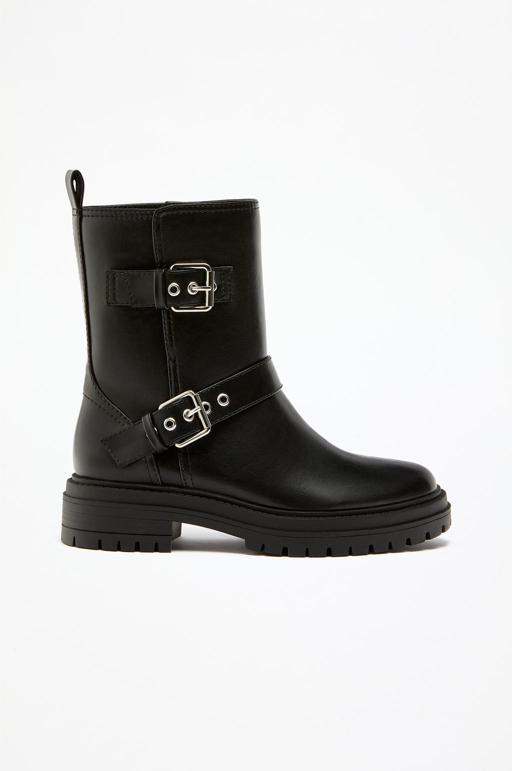 Ankle boots with double buckle