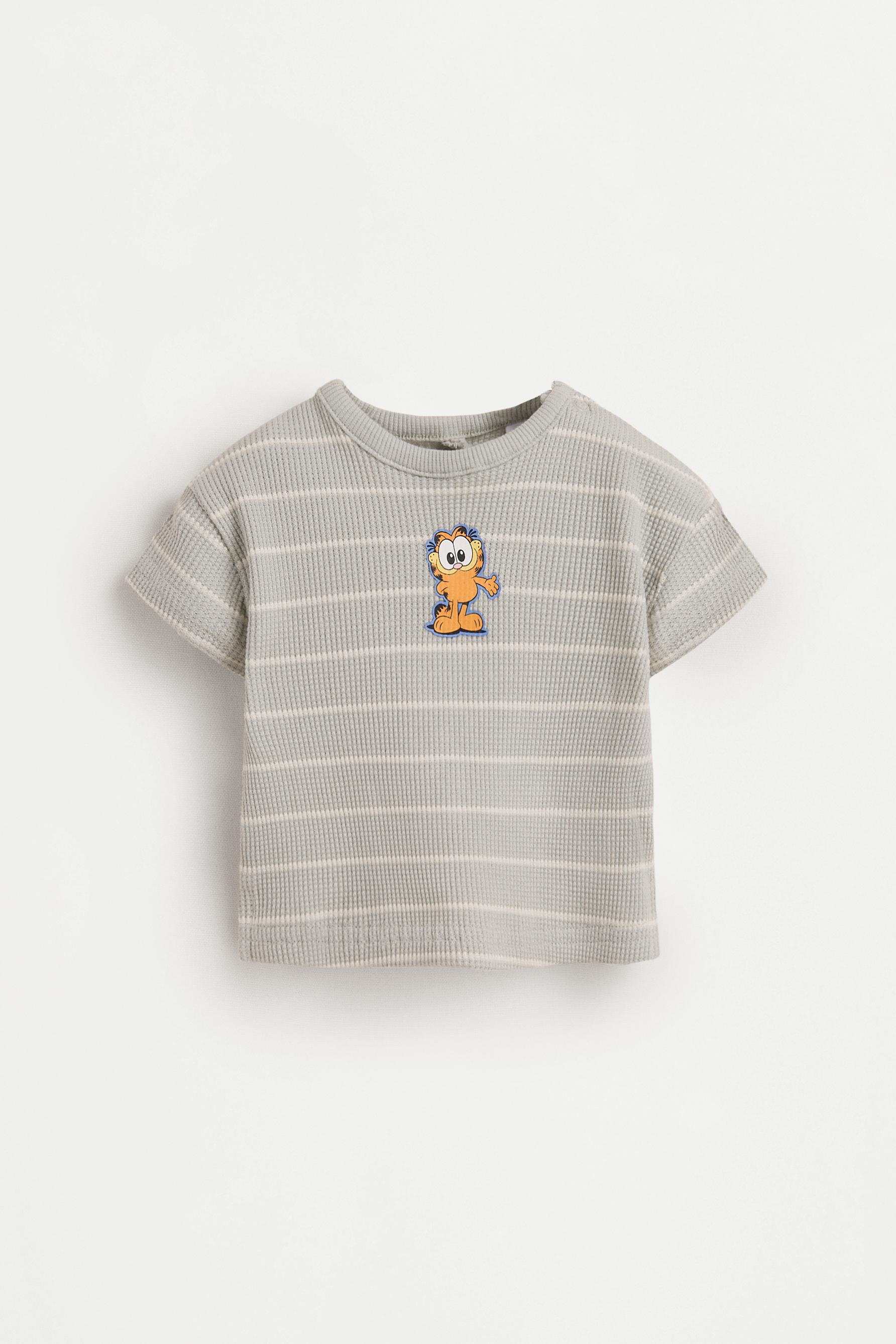 Garfield ©Nickelodeon waffle-knit T-shirt and shorts co-ord — GREY