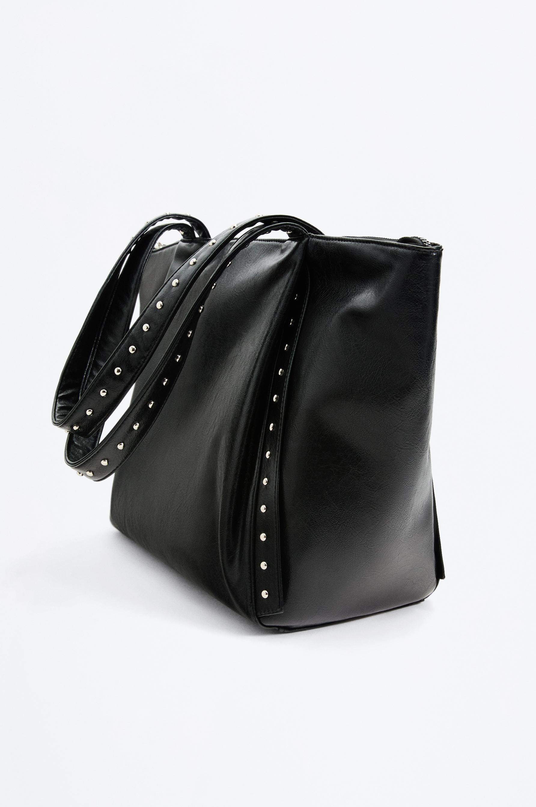 Shopper bag with stud detail — BLACK