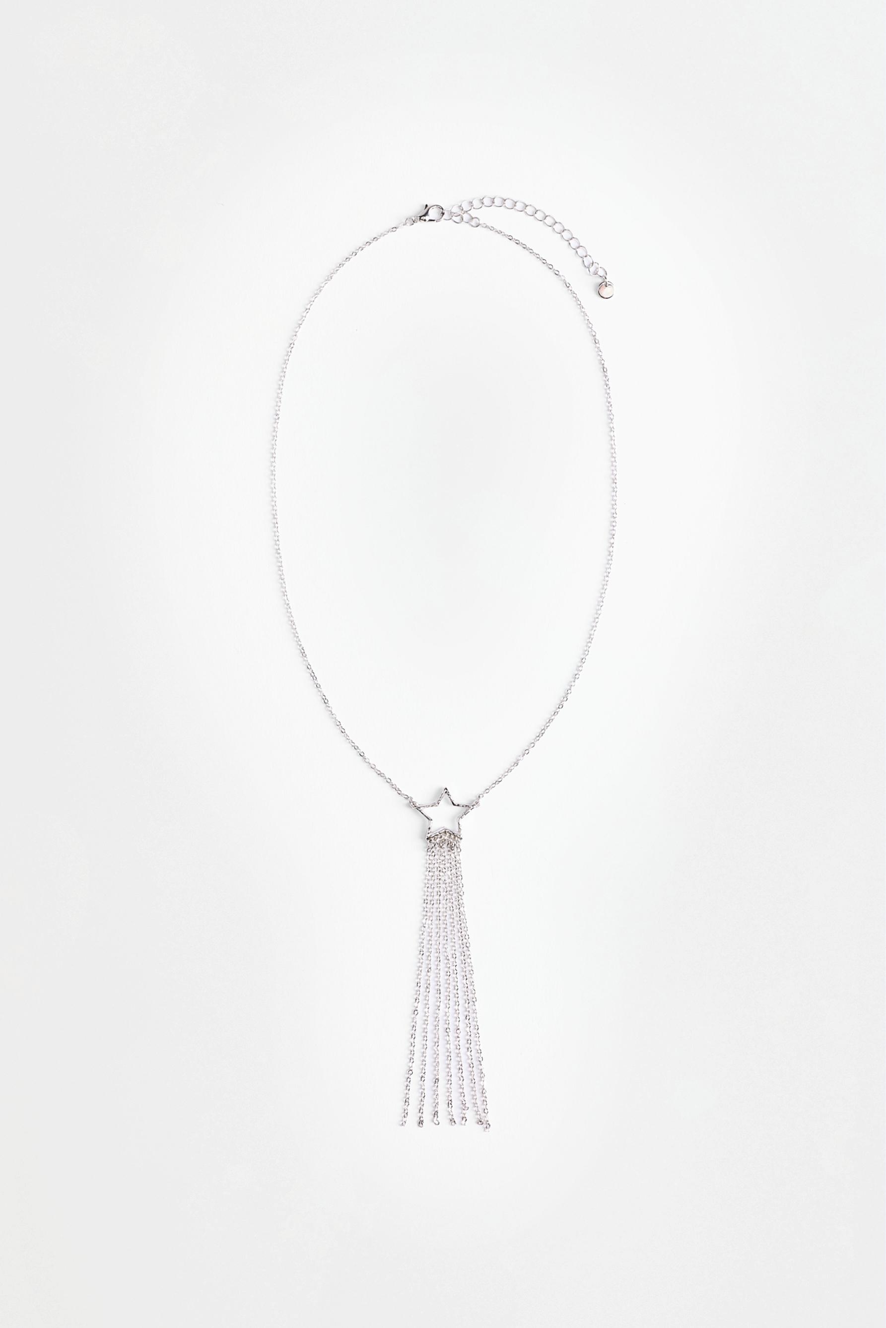 Star pendant necklace with fringe — SILVER