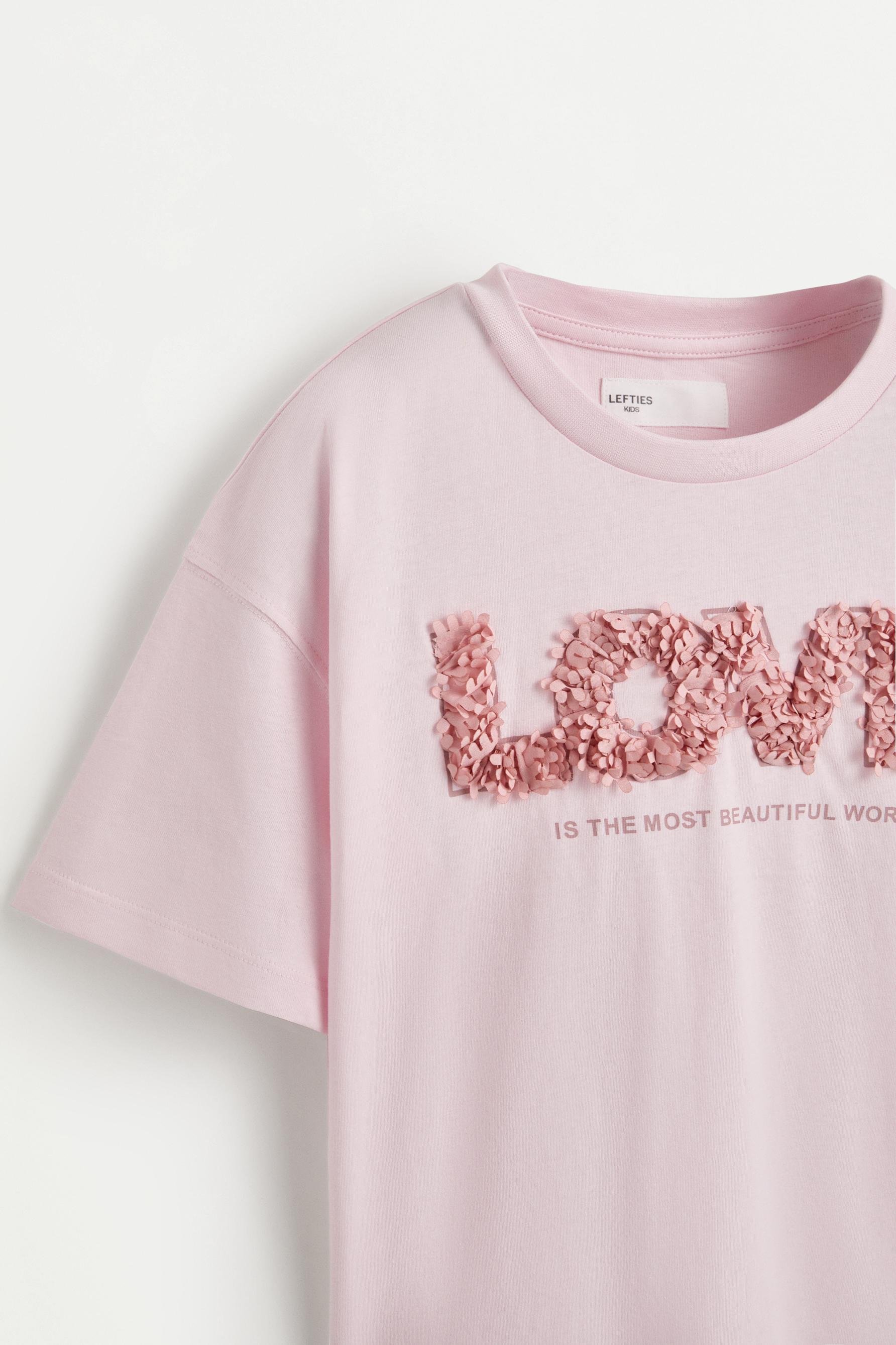T-shirt with tulle appliqués — PASTEL PINK
