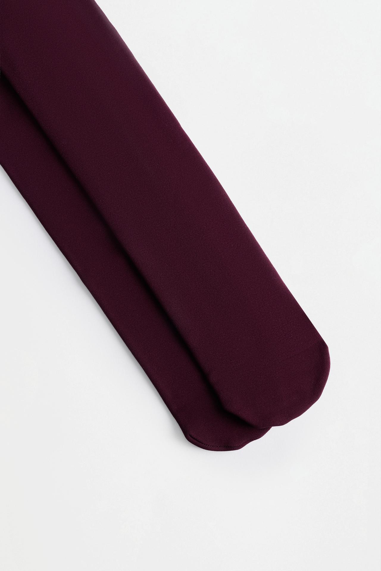 Leather effect fleece tights 200 den — BURGUNDY