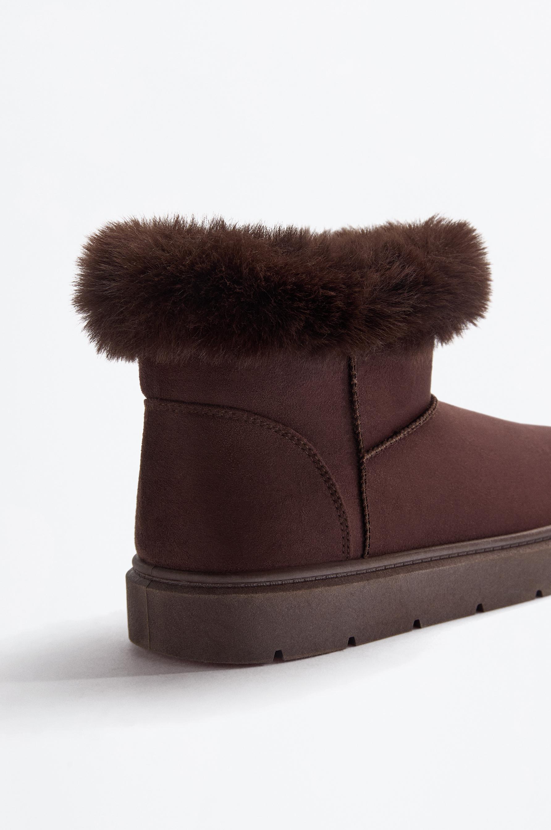 Lined fur ankle boots — BROWN