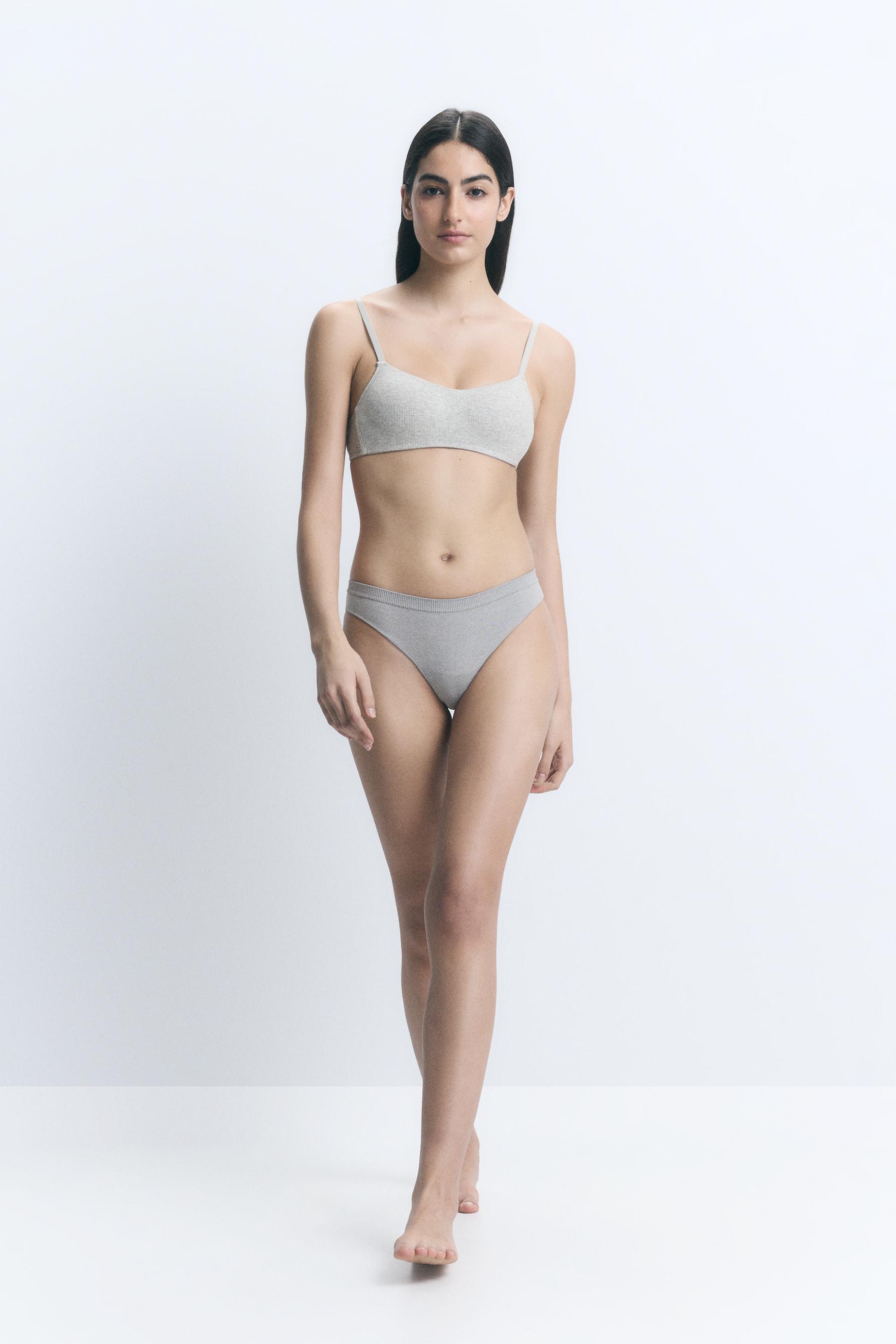Ribbed pre-shaped bra — GREY