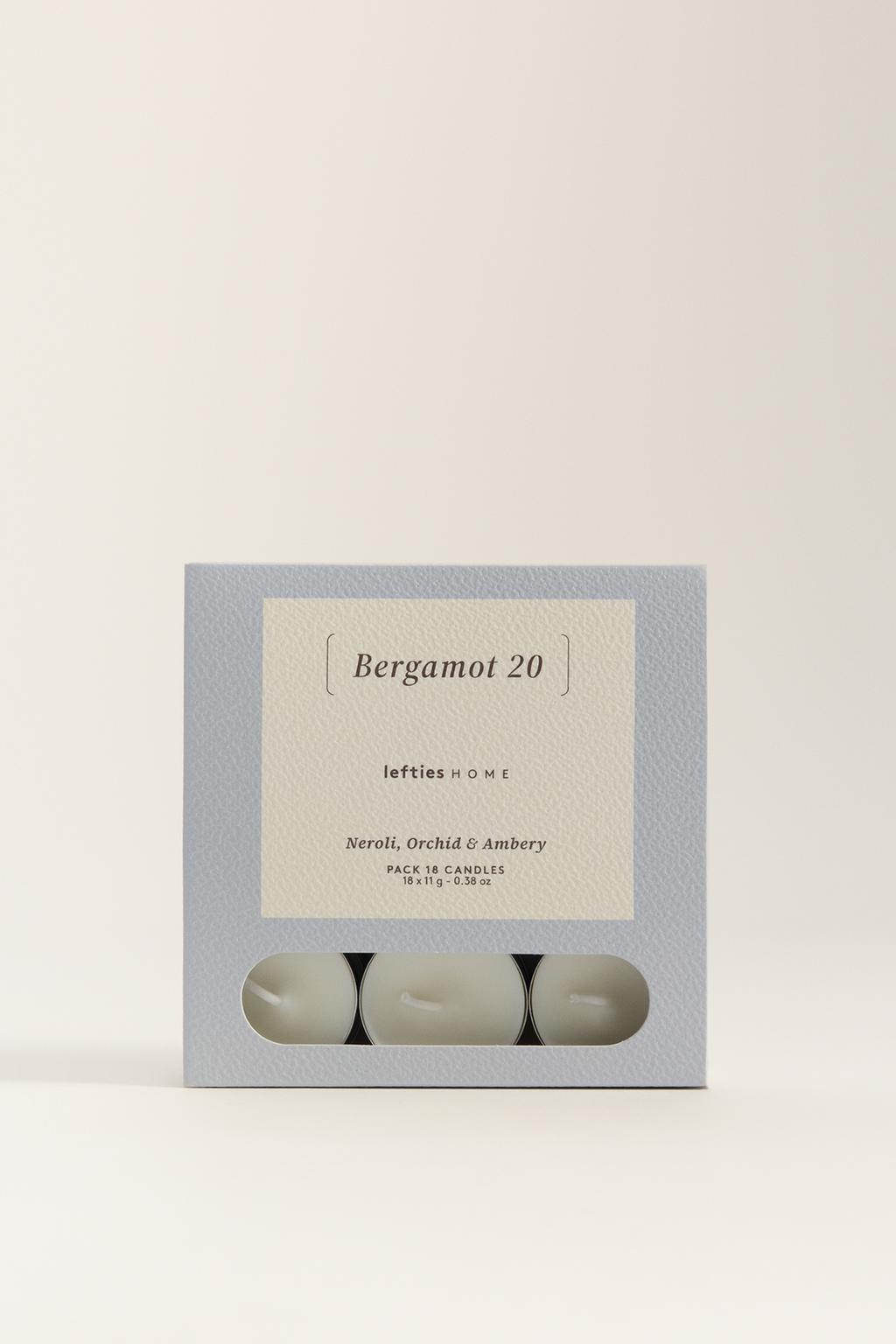 Pack 18 velas pequeñas aromáticas Bergamota