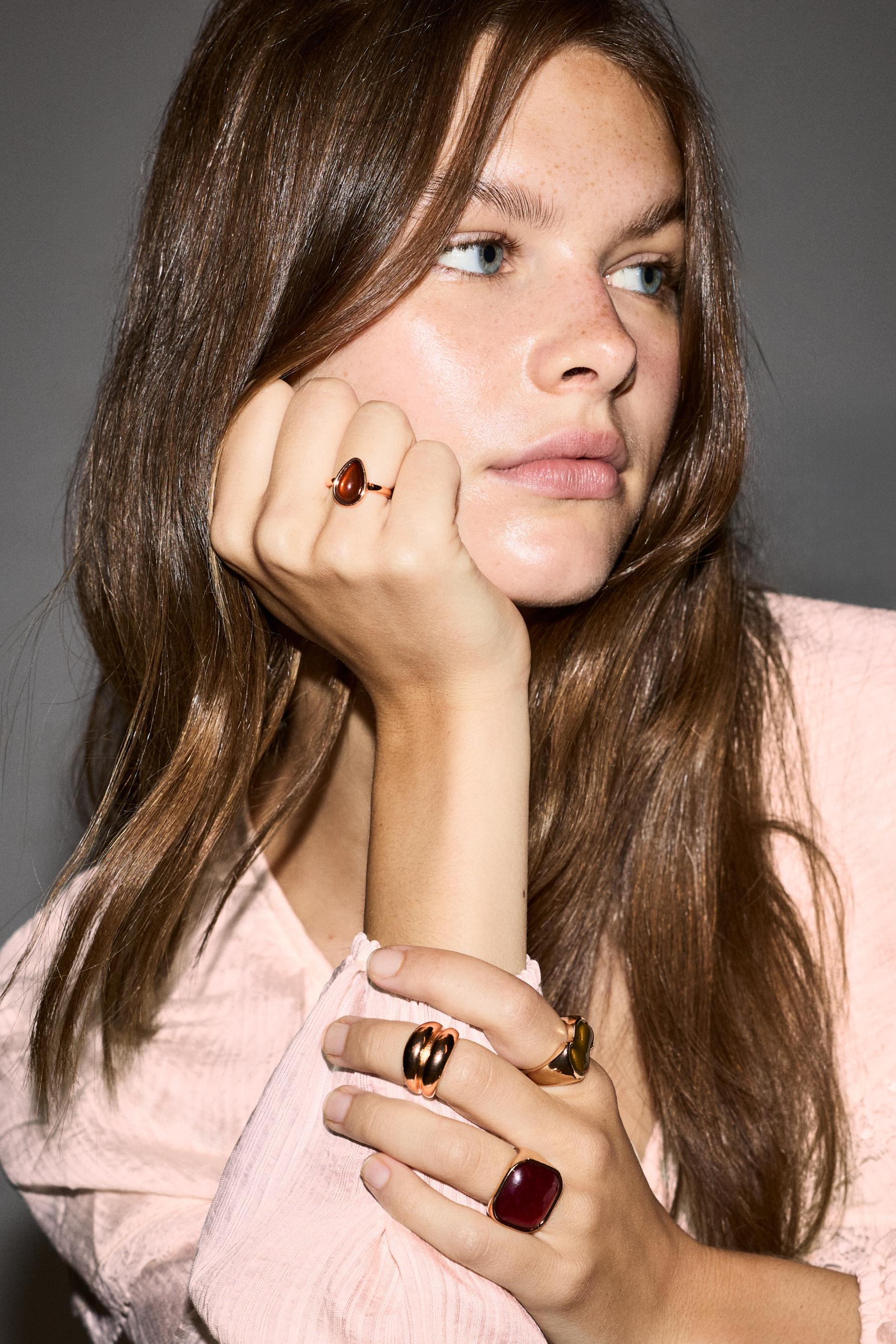 Stone rings (4-pack) — GOLD - SILVER
