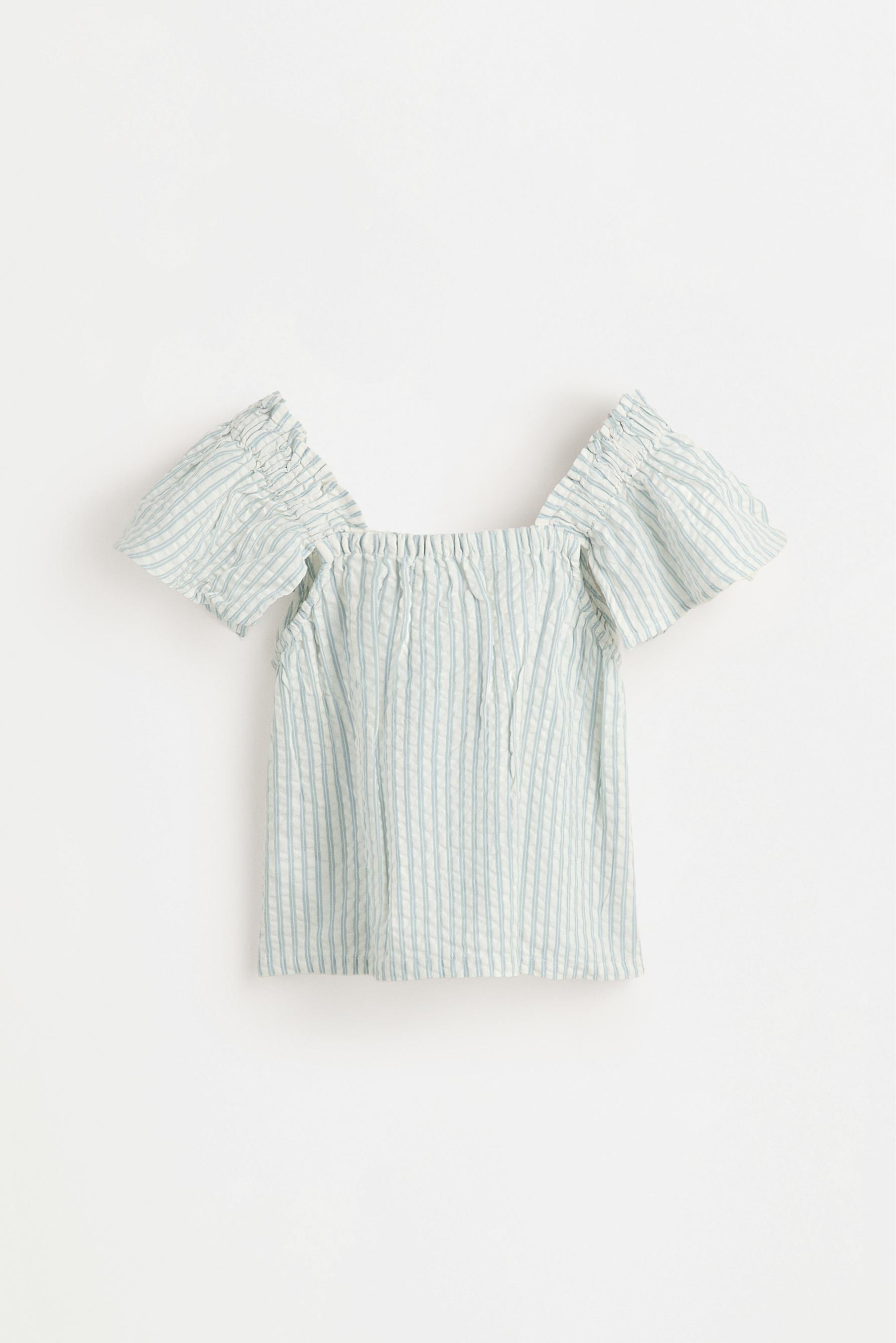 Striped seersucker top — PALE SKY BLUE