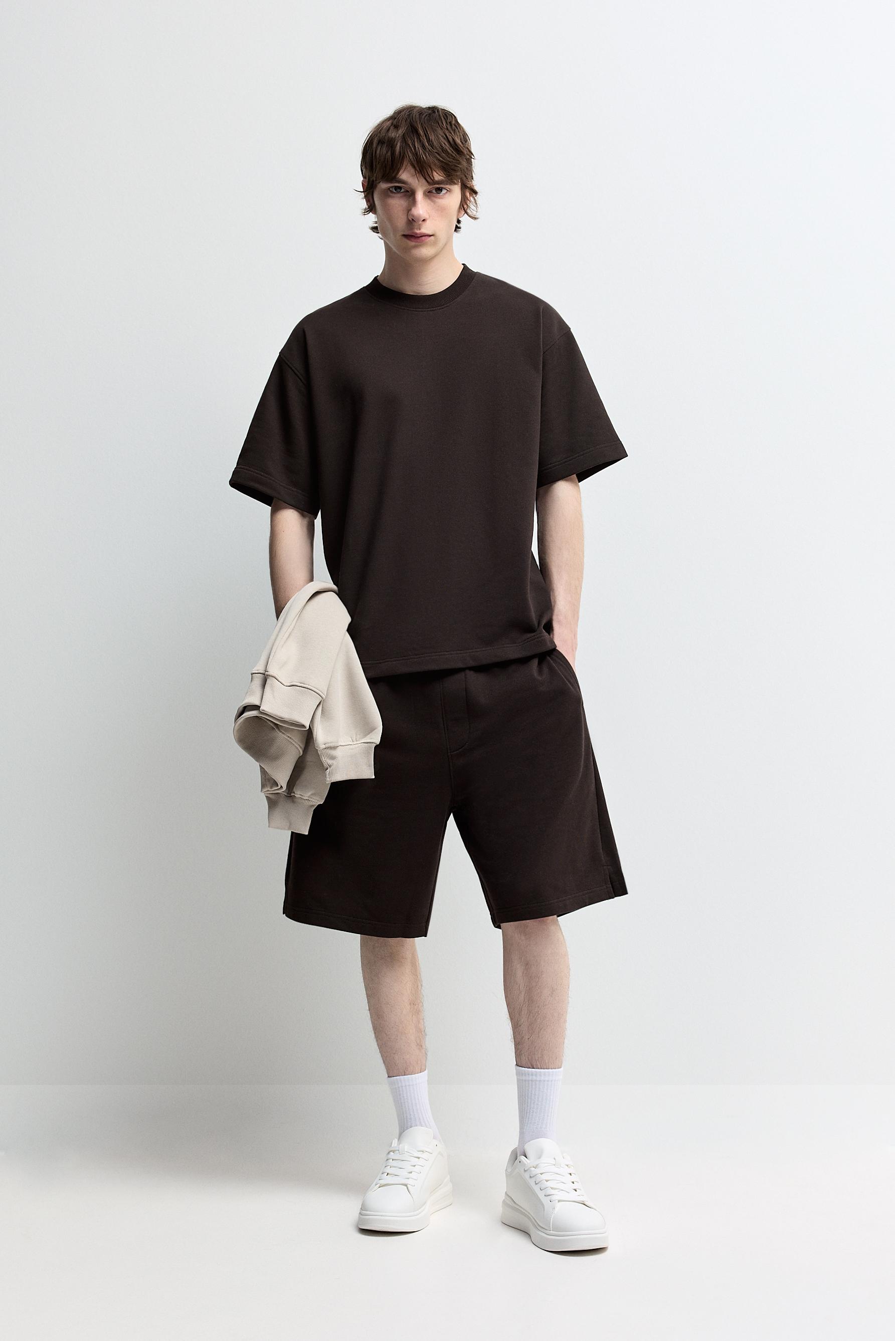 Short sleeve sweatshirt — DARK BROWN