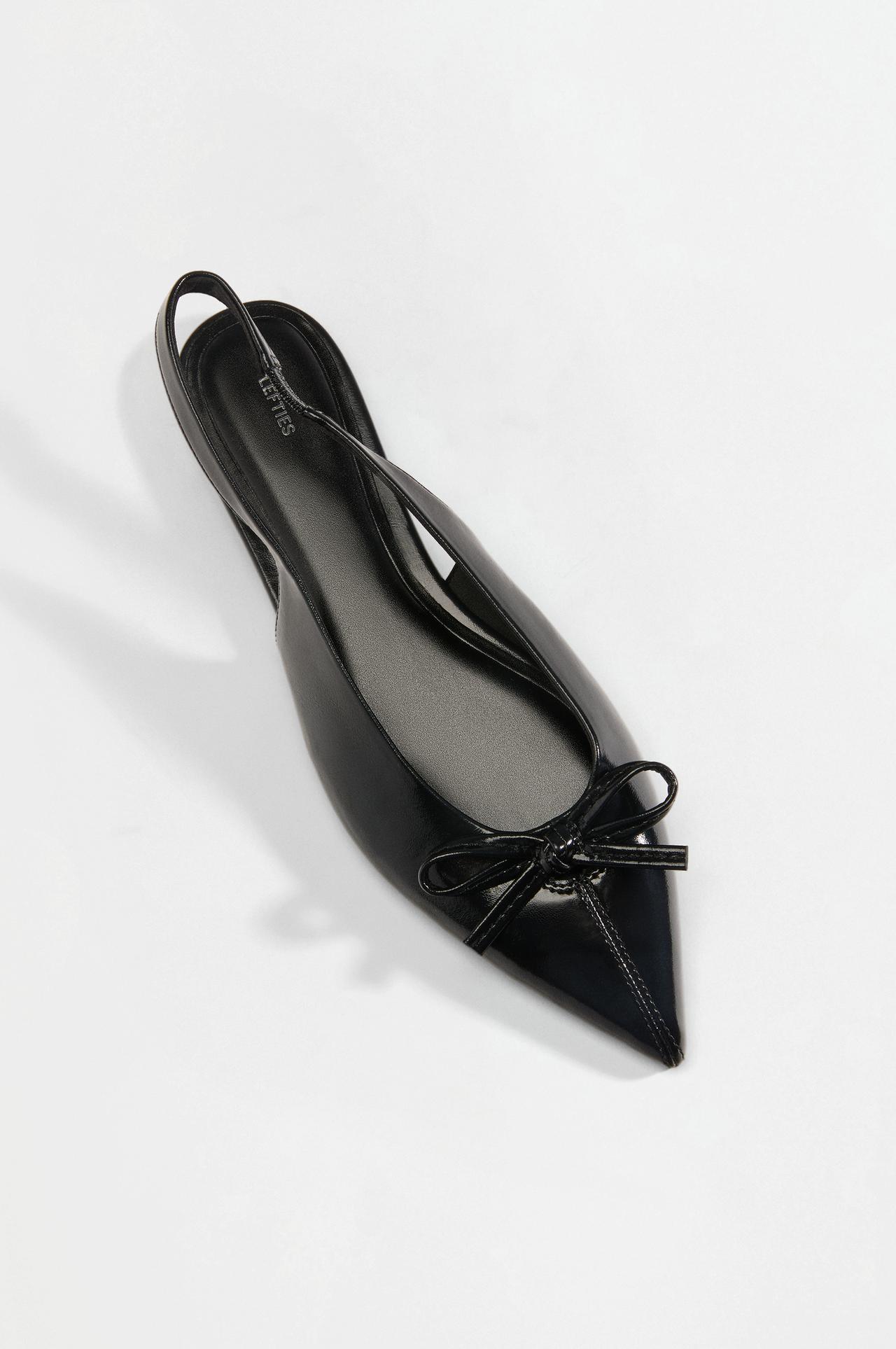 Backless bow ballet flats — BLACK