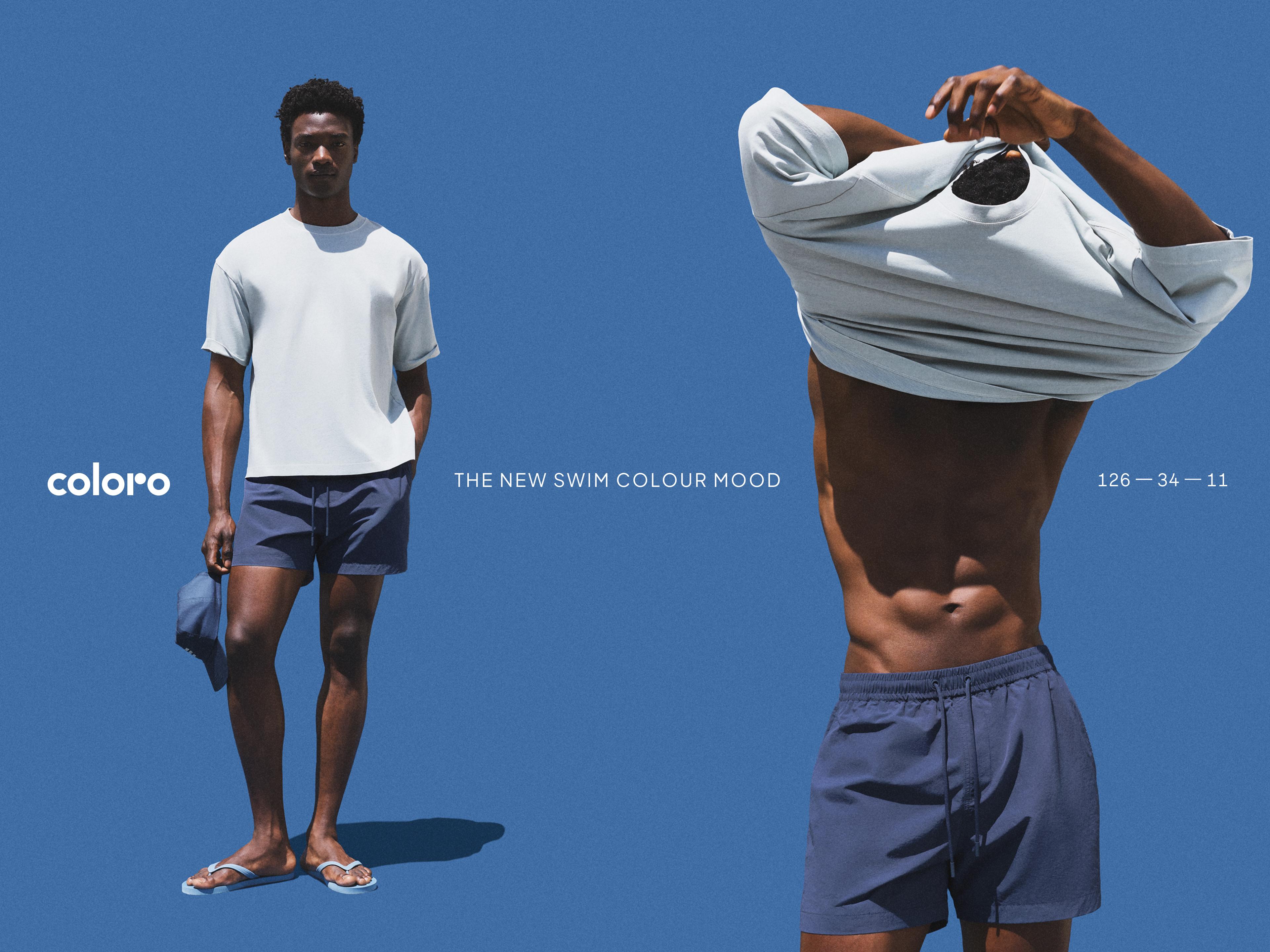 Coloro x Lefties straight swim trunks — FADED PETROL BLUE