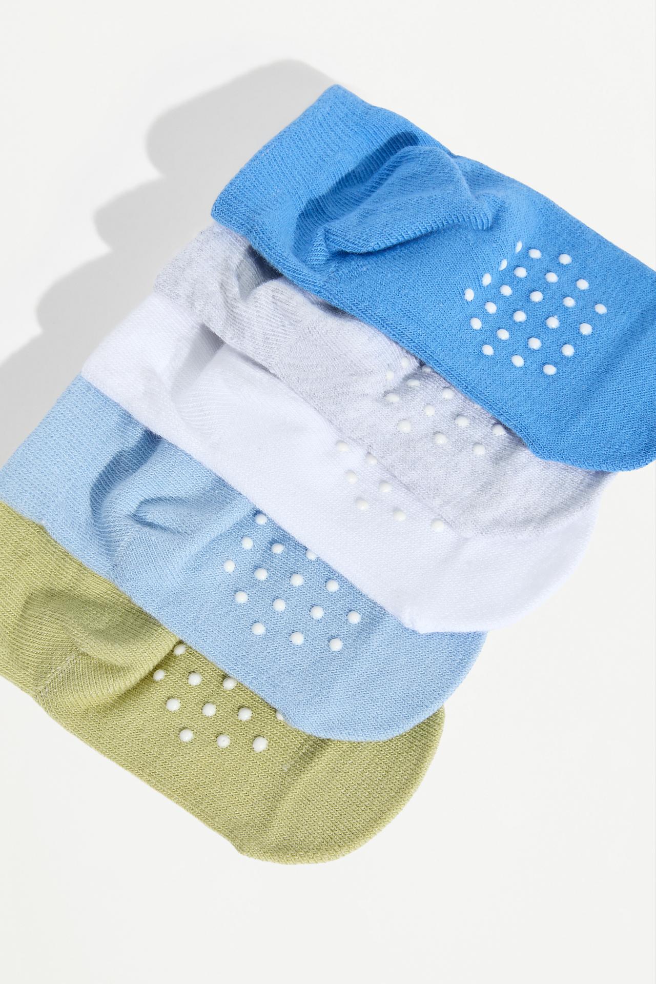 Non-slip short socks (5-pack) — SKY BLUE