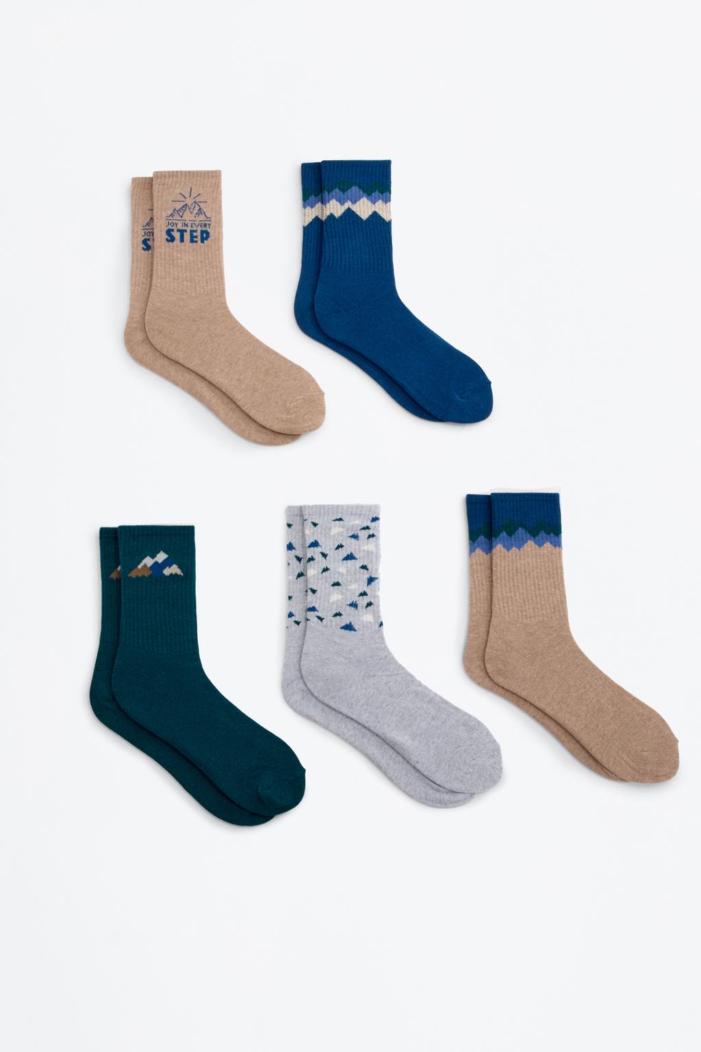 Pack 5 mitjons llargs combinats canalé