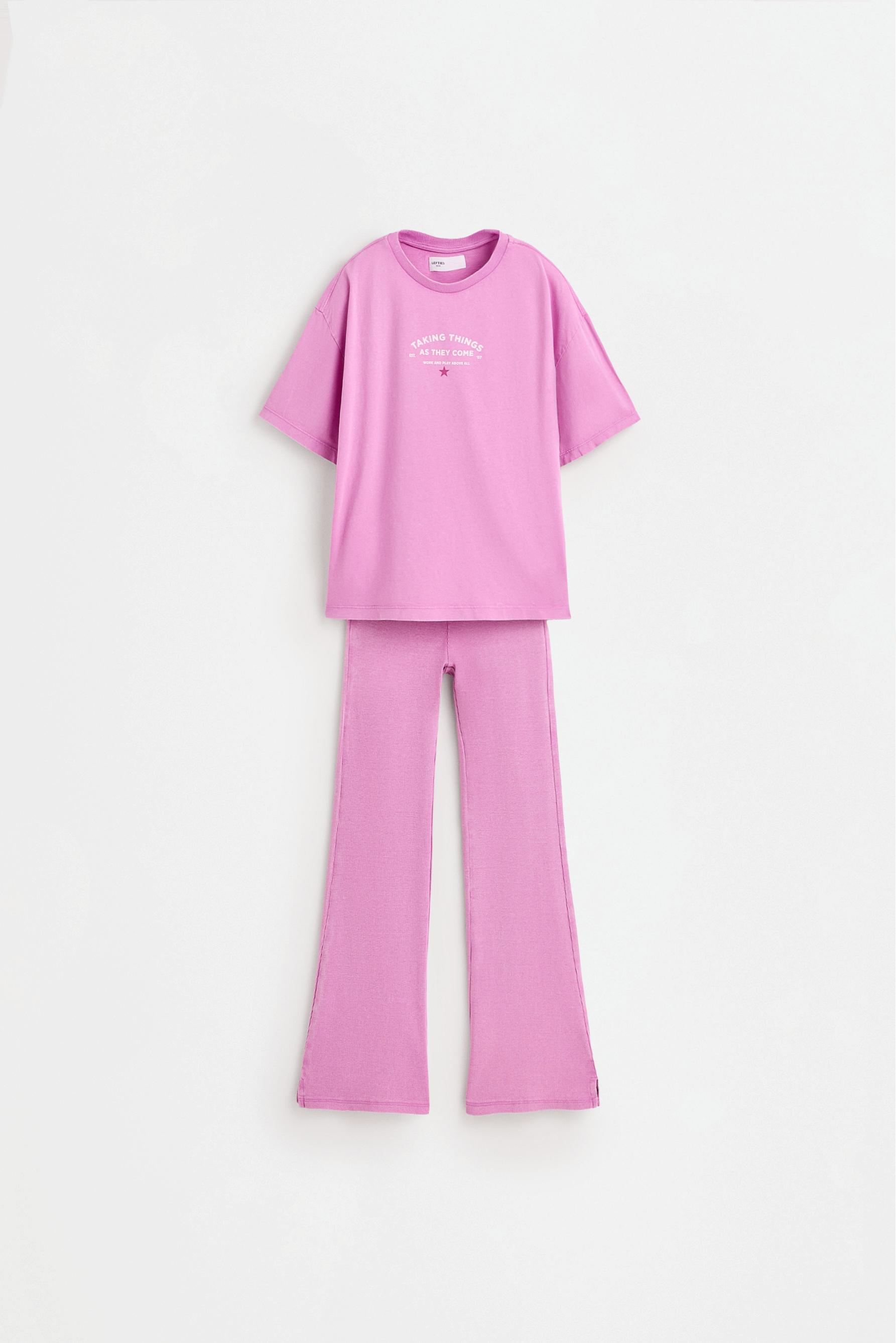 Washed effect T-shirt and leggings set — PINK