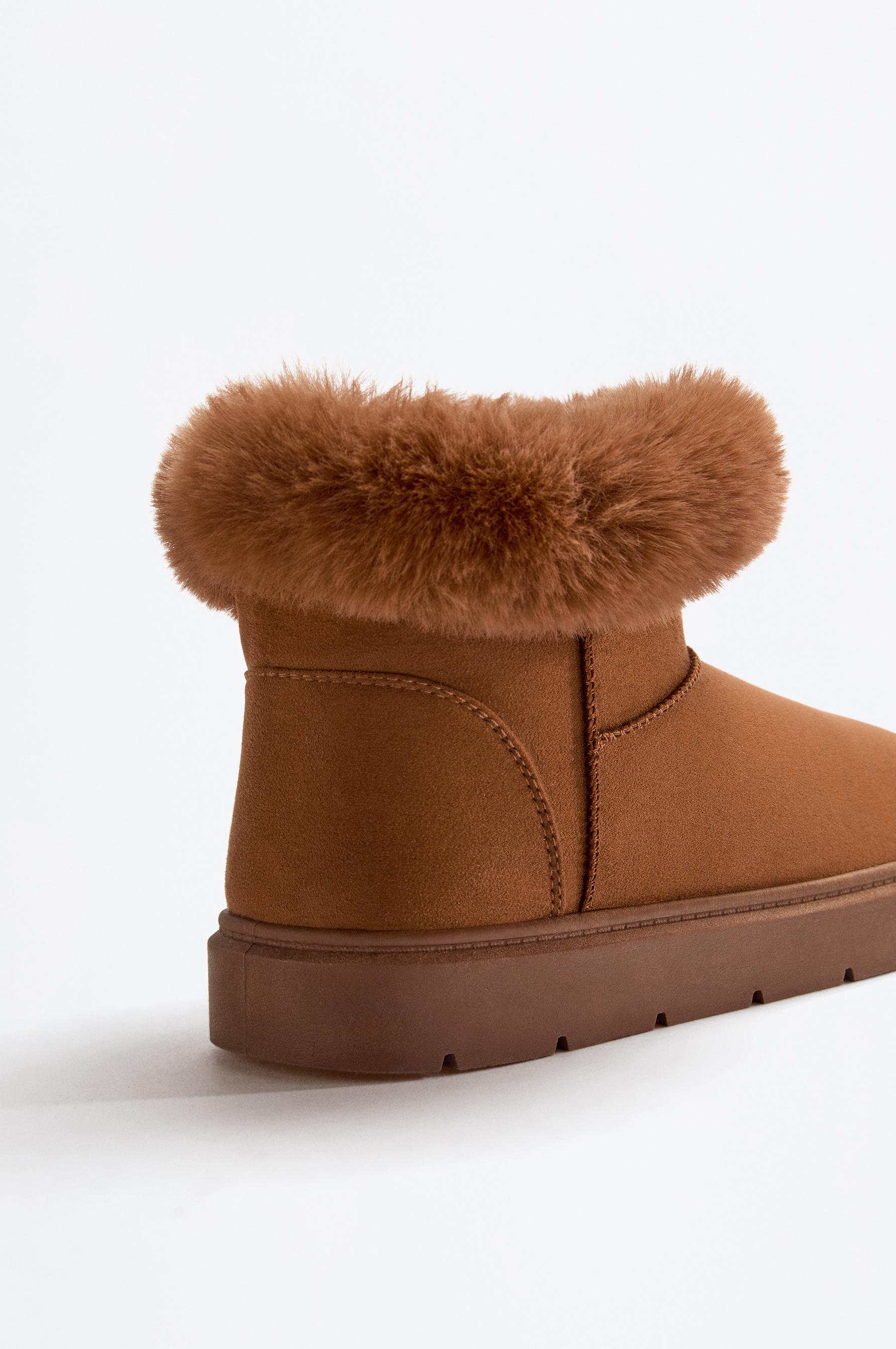 Lined fur ankle boots — LEATHER